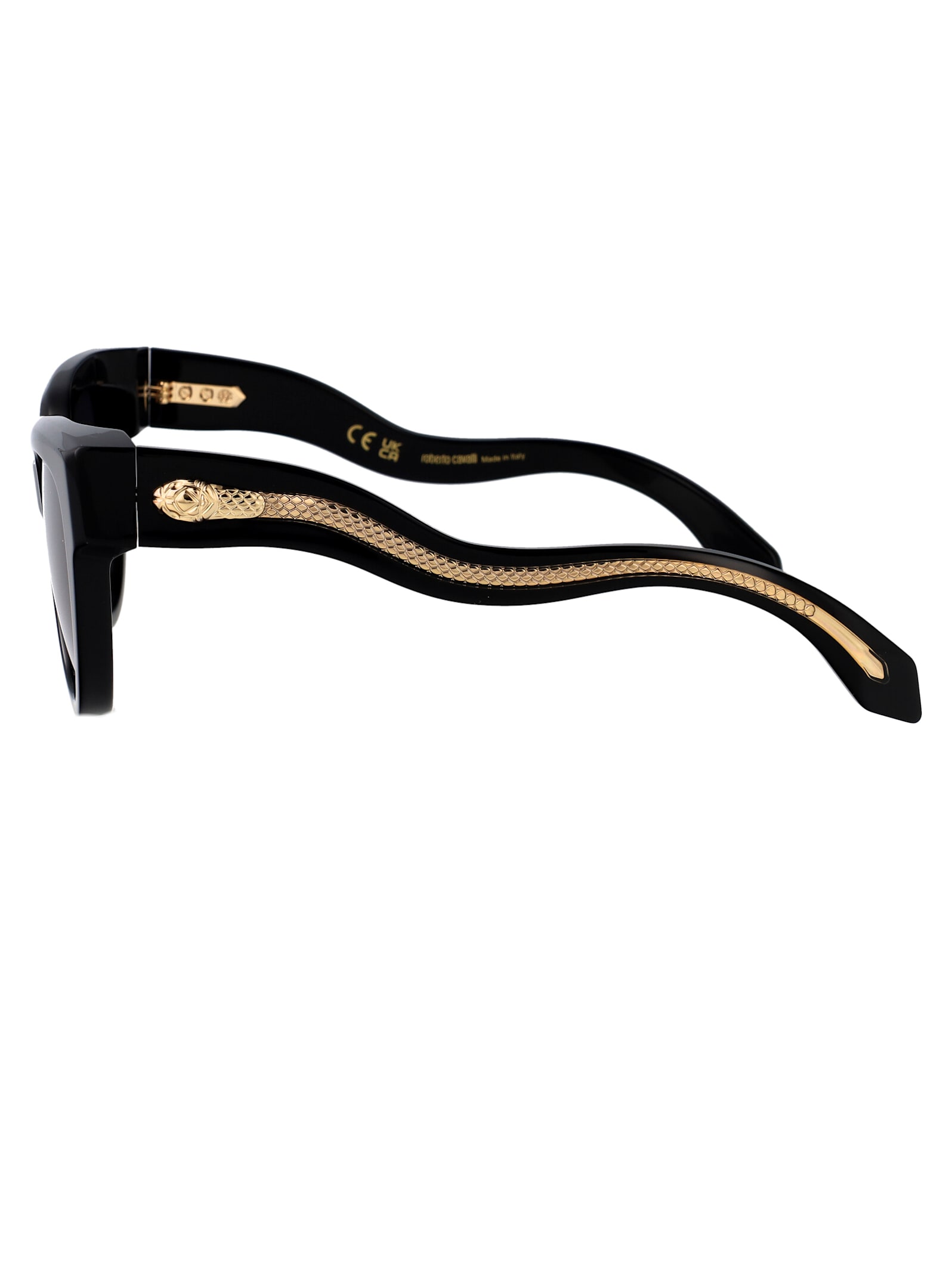 Shop Roberto Cavalli Src054 Sunglasses In Nero Lucido