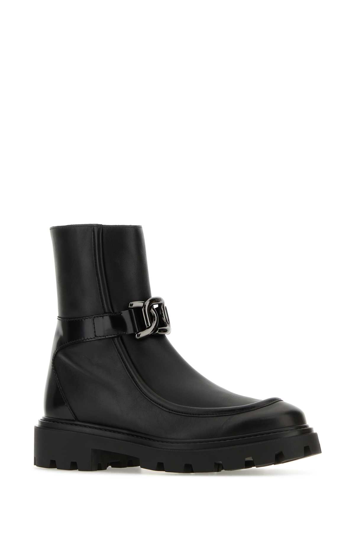 Tod's Black Leather Kate Ankle Boots In Nero