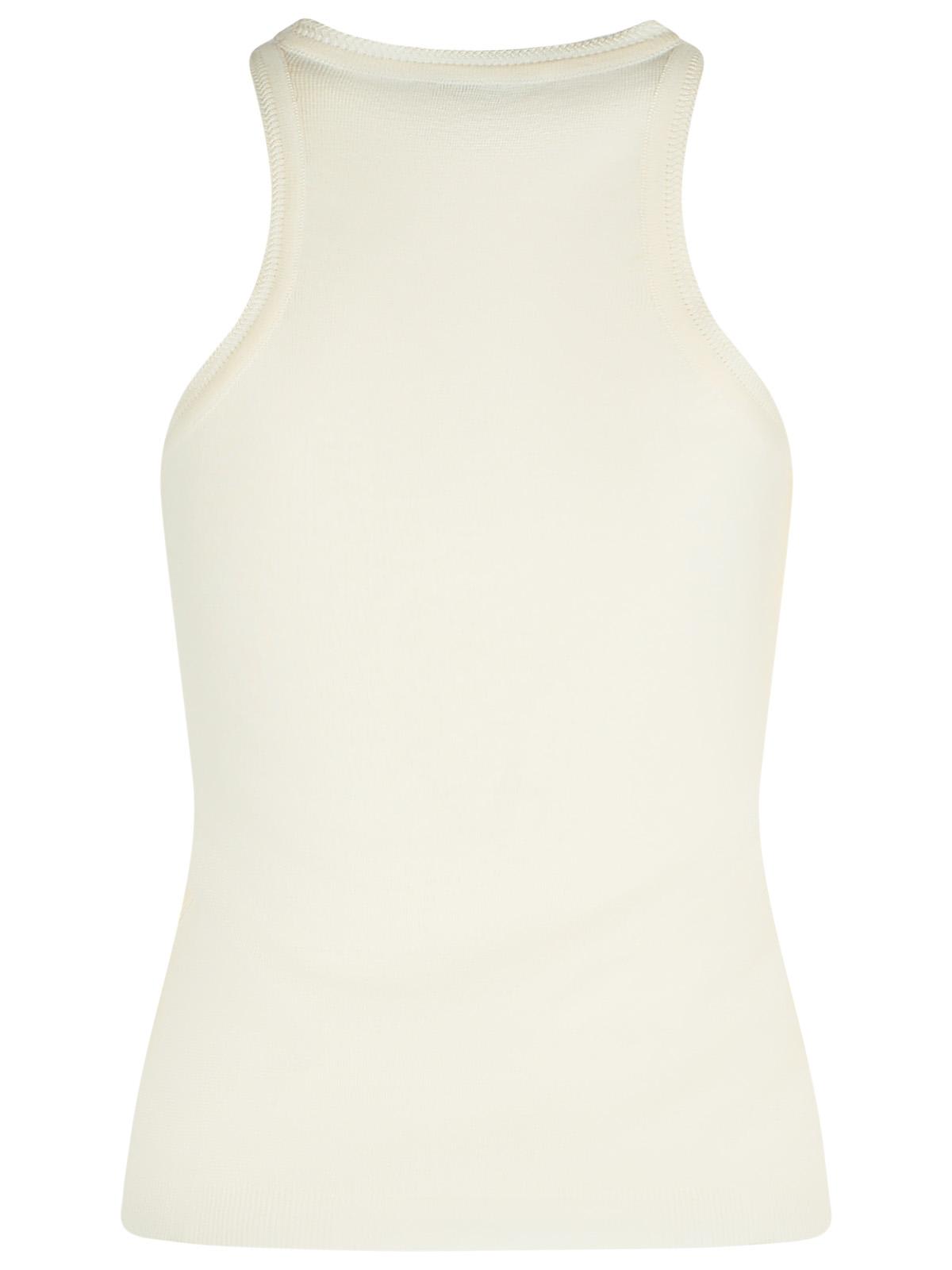 Max Mara Knitted Tank Top In Bianco Avorio