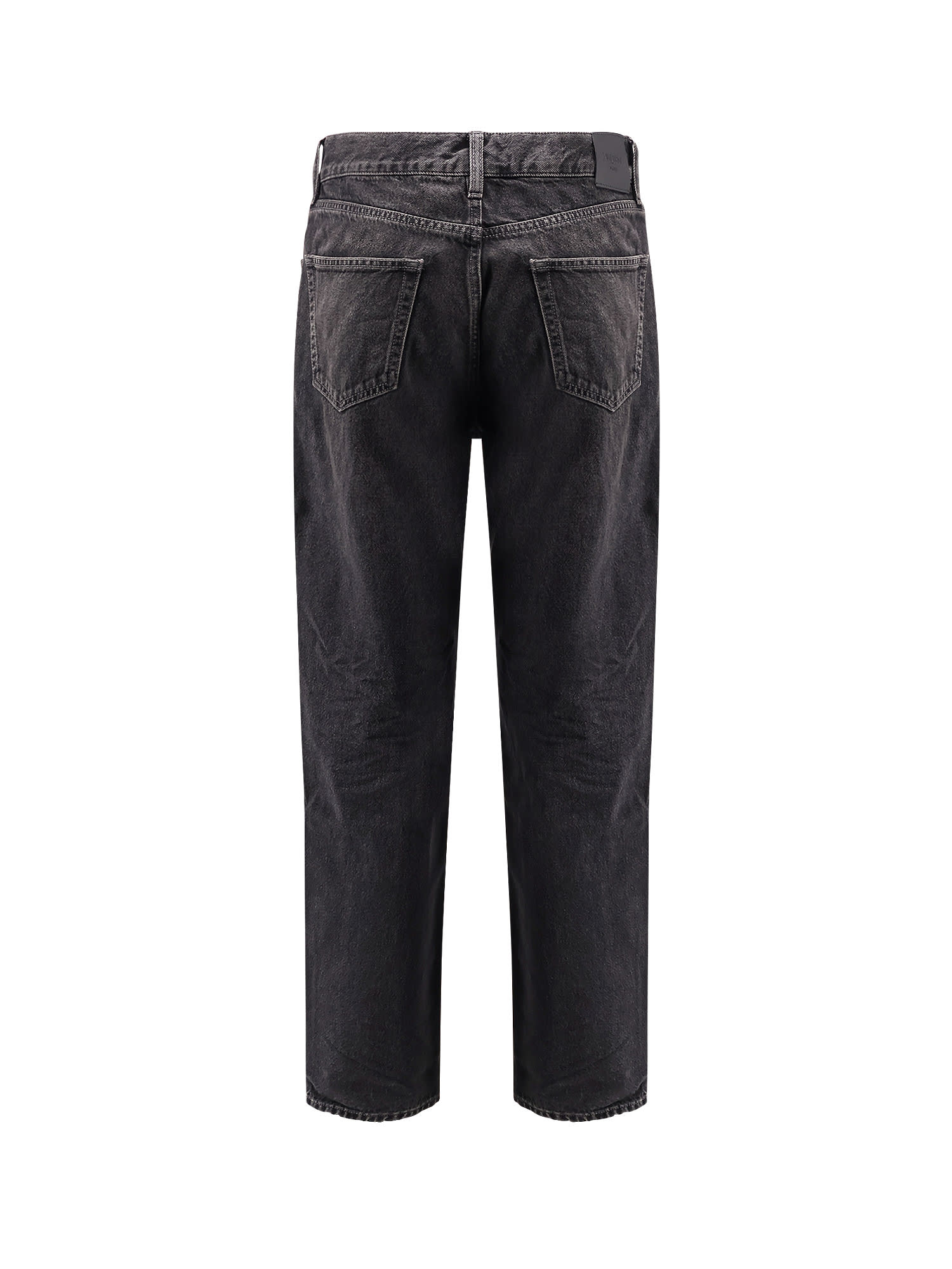 Saint Laurent Mick Long Straight Faded Jeans In Black
