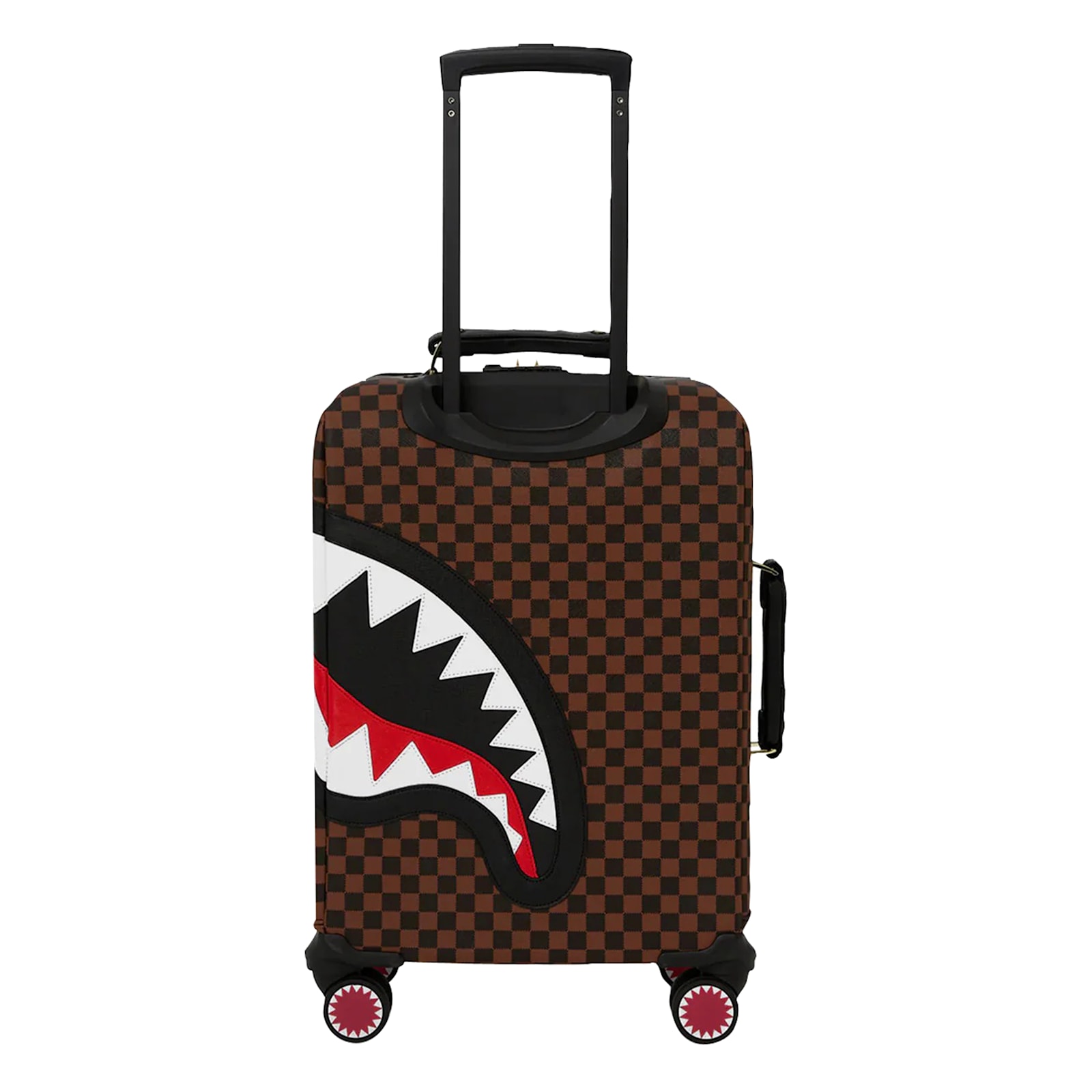 Sprayground Sawtooth Sharks In Paris Checkered Suitcase In Brown