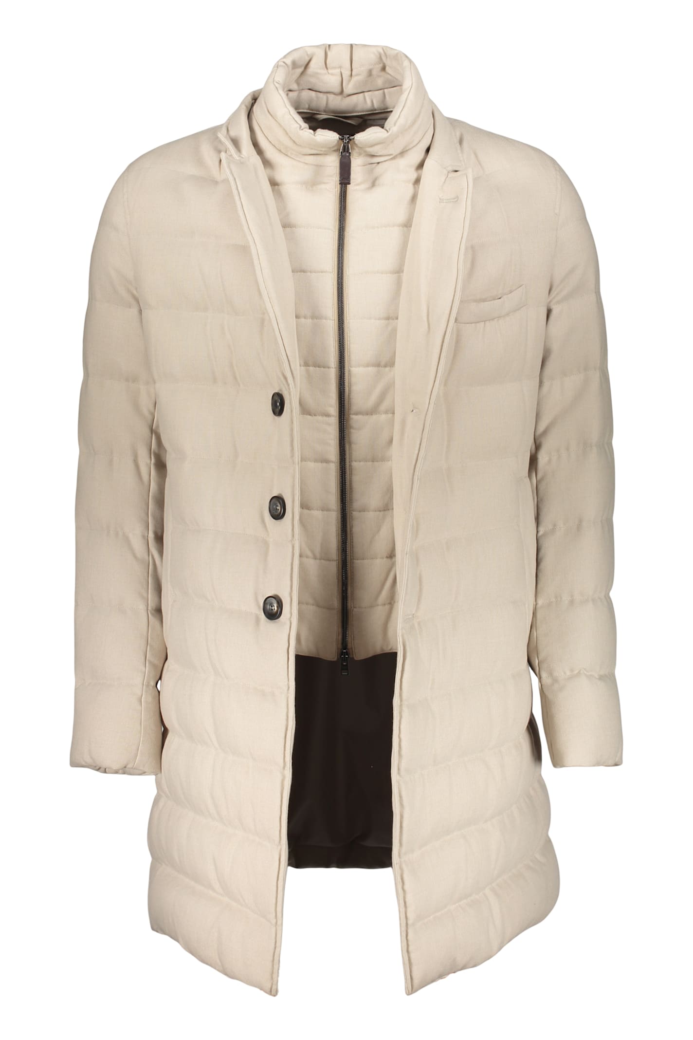 Herno Beige Down Jacket With Elegant Collar In Neutral