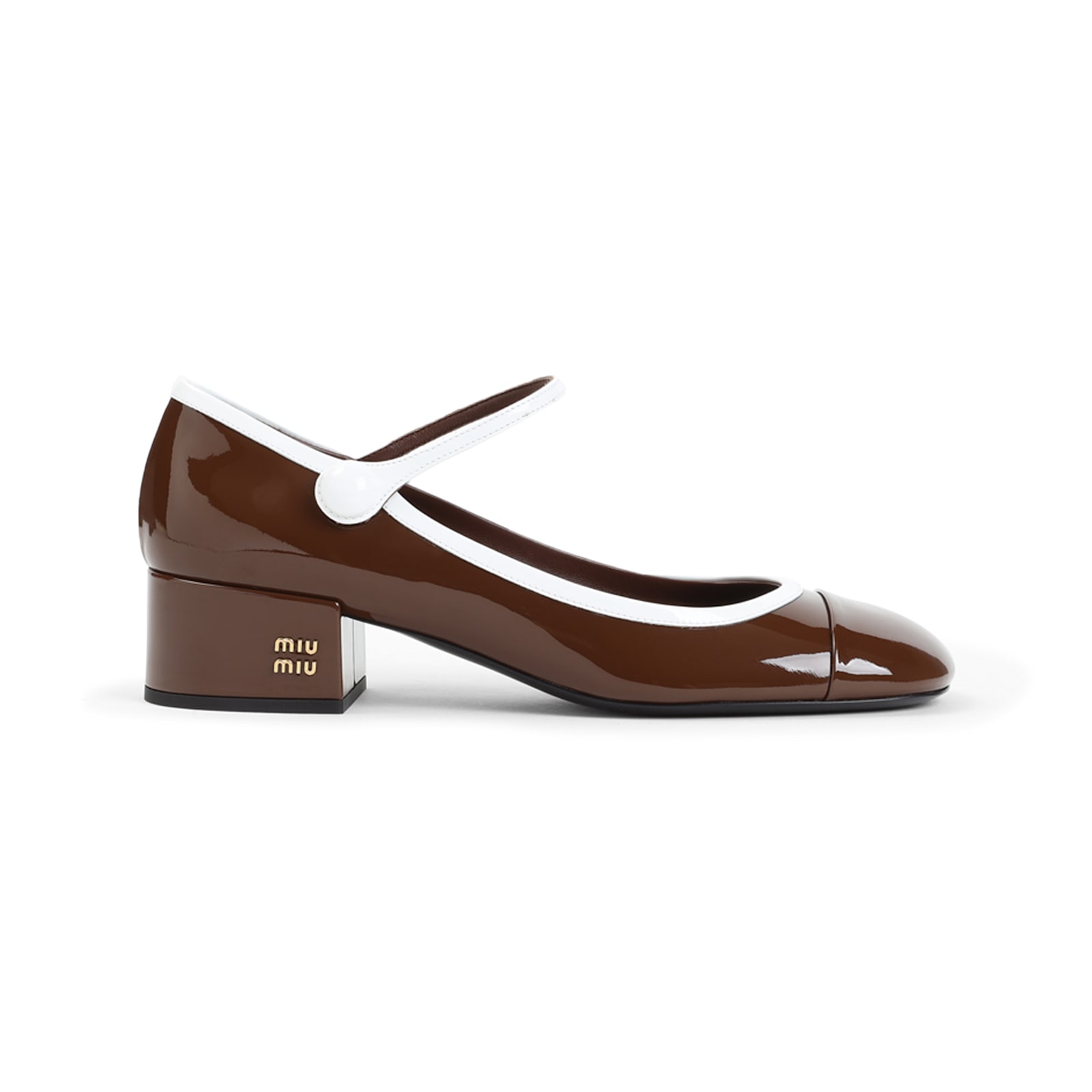 Miu Miu Bicolor Patent Leather Block-heel Mary Jane Pumps In Multi