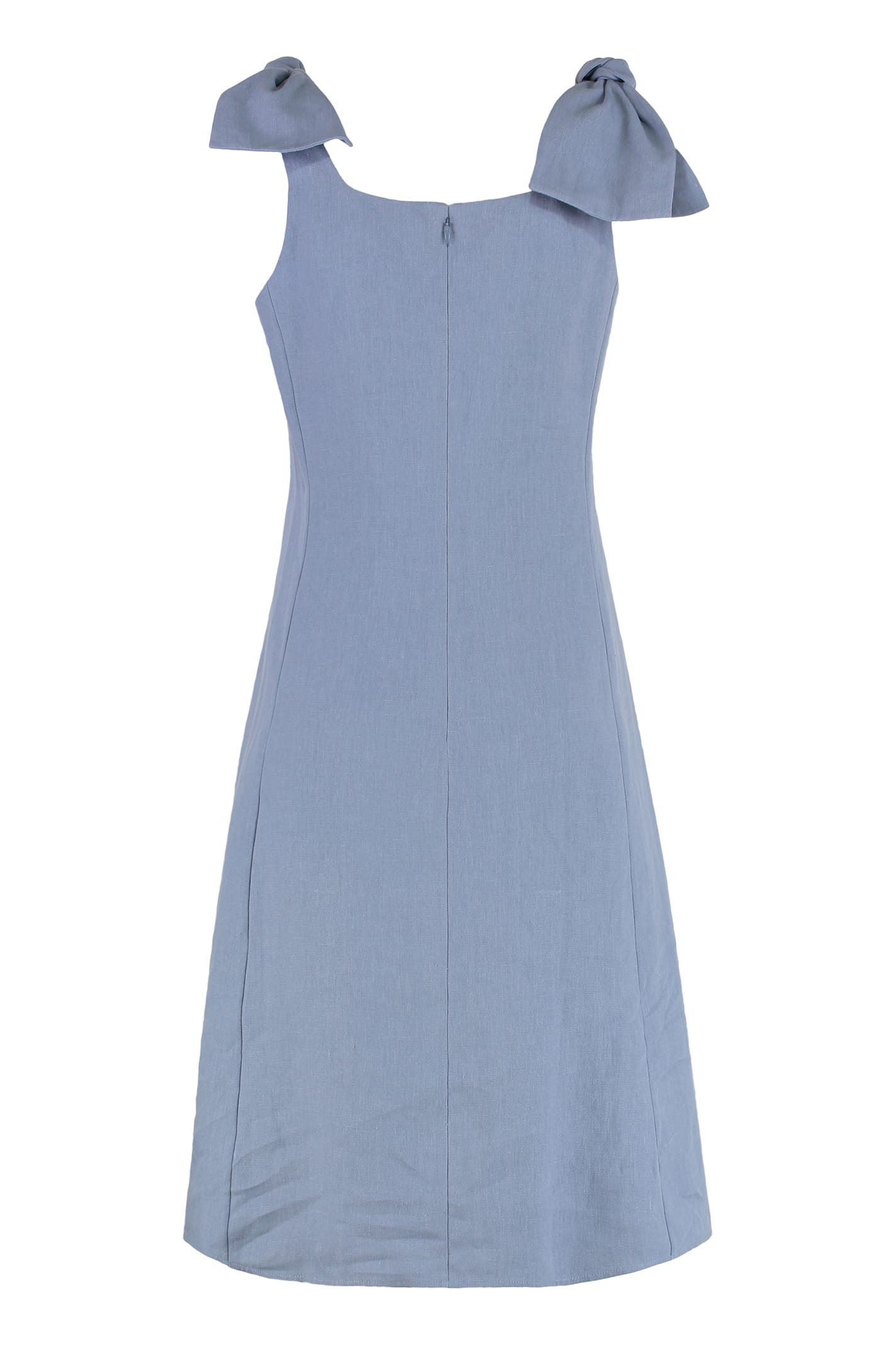 Chloé Linen Canvas Dress With Tie Straps In Blue