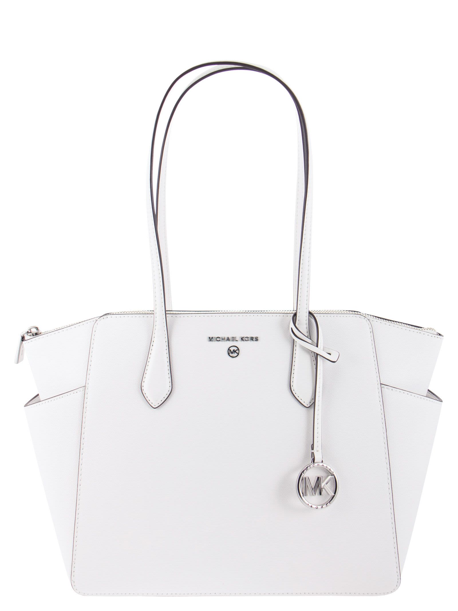 MICHAEL MICHAEL KORS Voyager Large Saffiano Leather Tote Bag Optic White  NWT