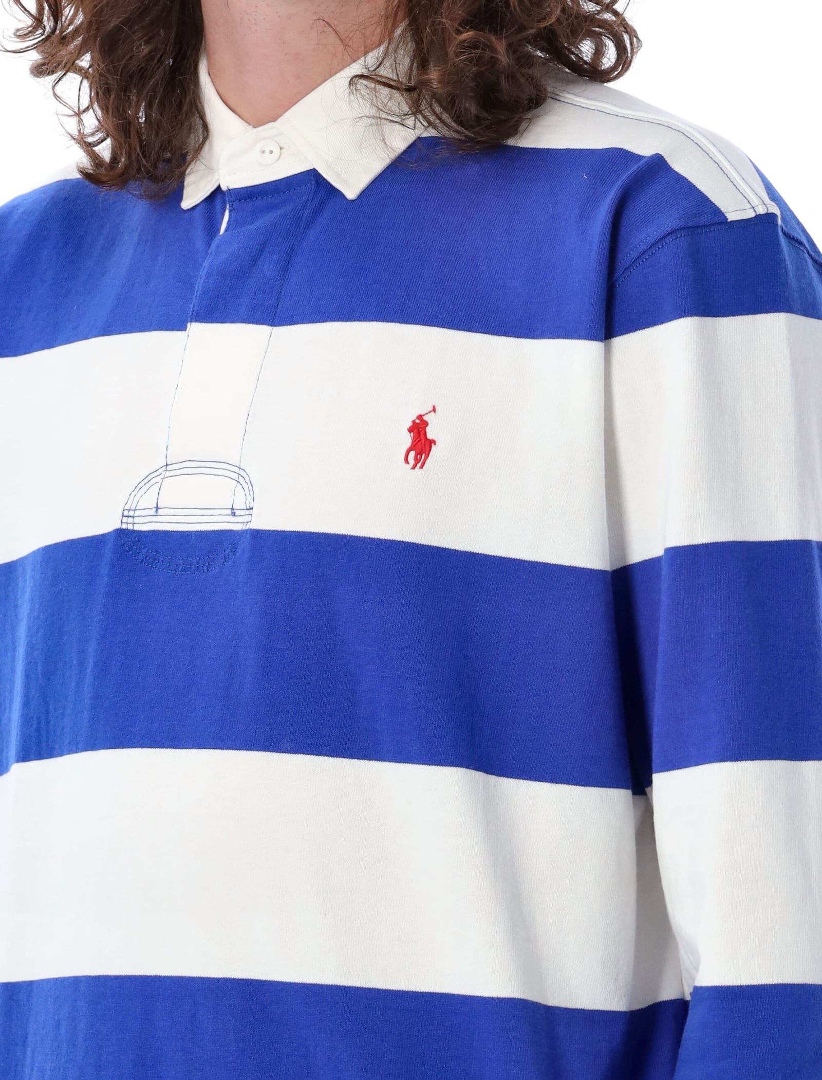 Shop Polo Ralph Lauren Classic Fit Rugby Polo Shirt In White Blue