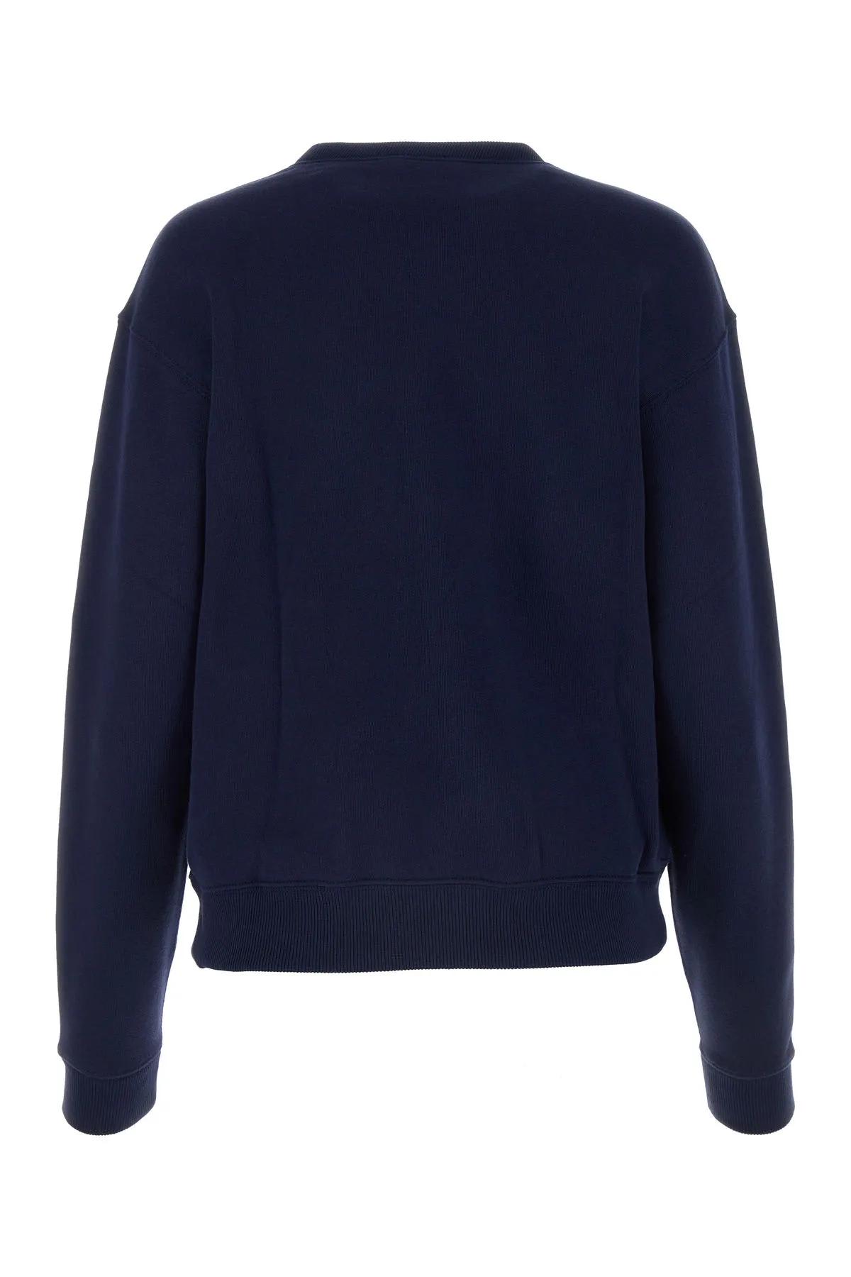 Shop Polo Ralph Lauren Navy Blue Cotton Blend Sweatshirt