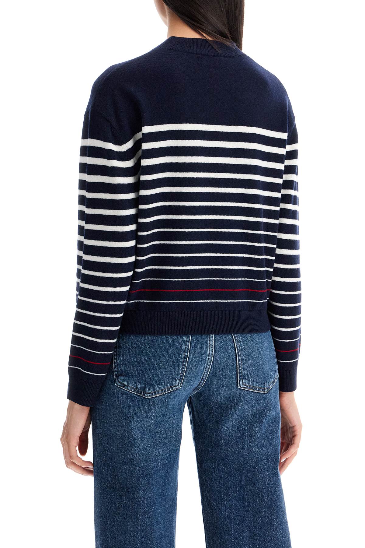 Shop Apc Striped Wool Billie Pullover In Dark Navy (blue)