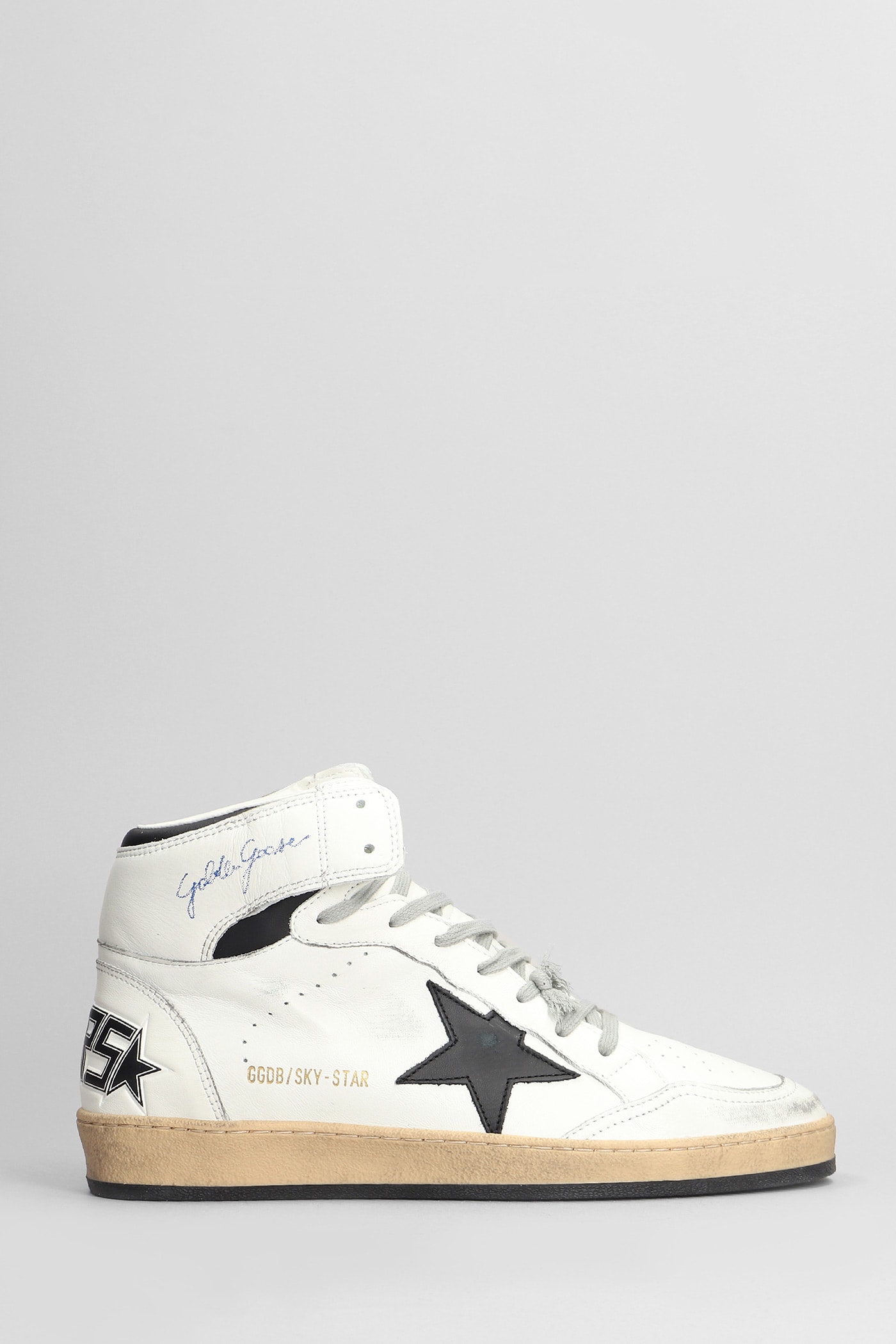 Shop Golden Goose Sky Star Sneakers In White Leather