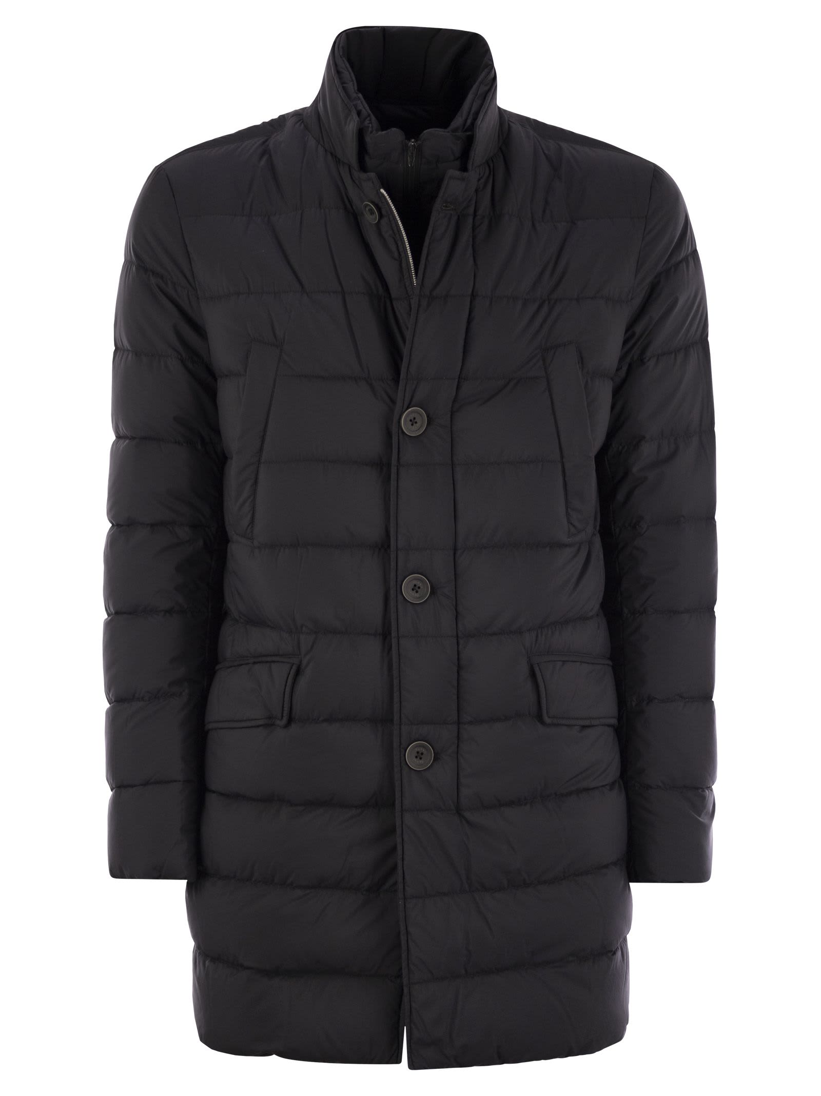 Shop Herno Long Padded Coat In Black