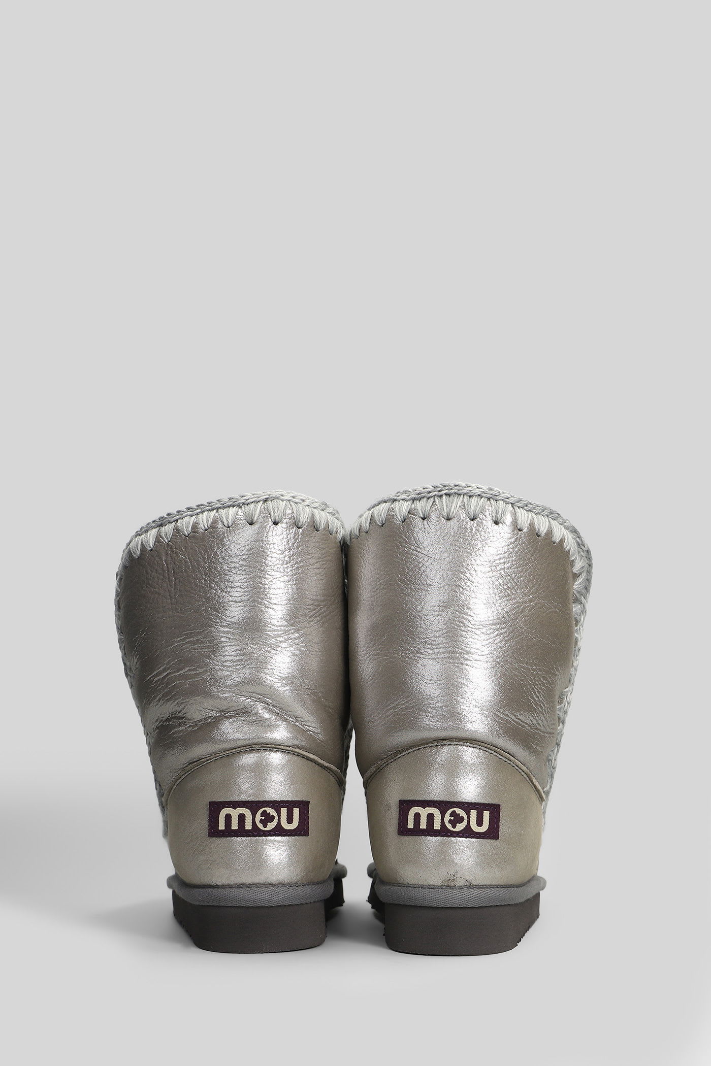 Mou Eskimo 24 Low Heels Ankle Boots In Grey Glitter In Multi
