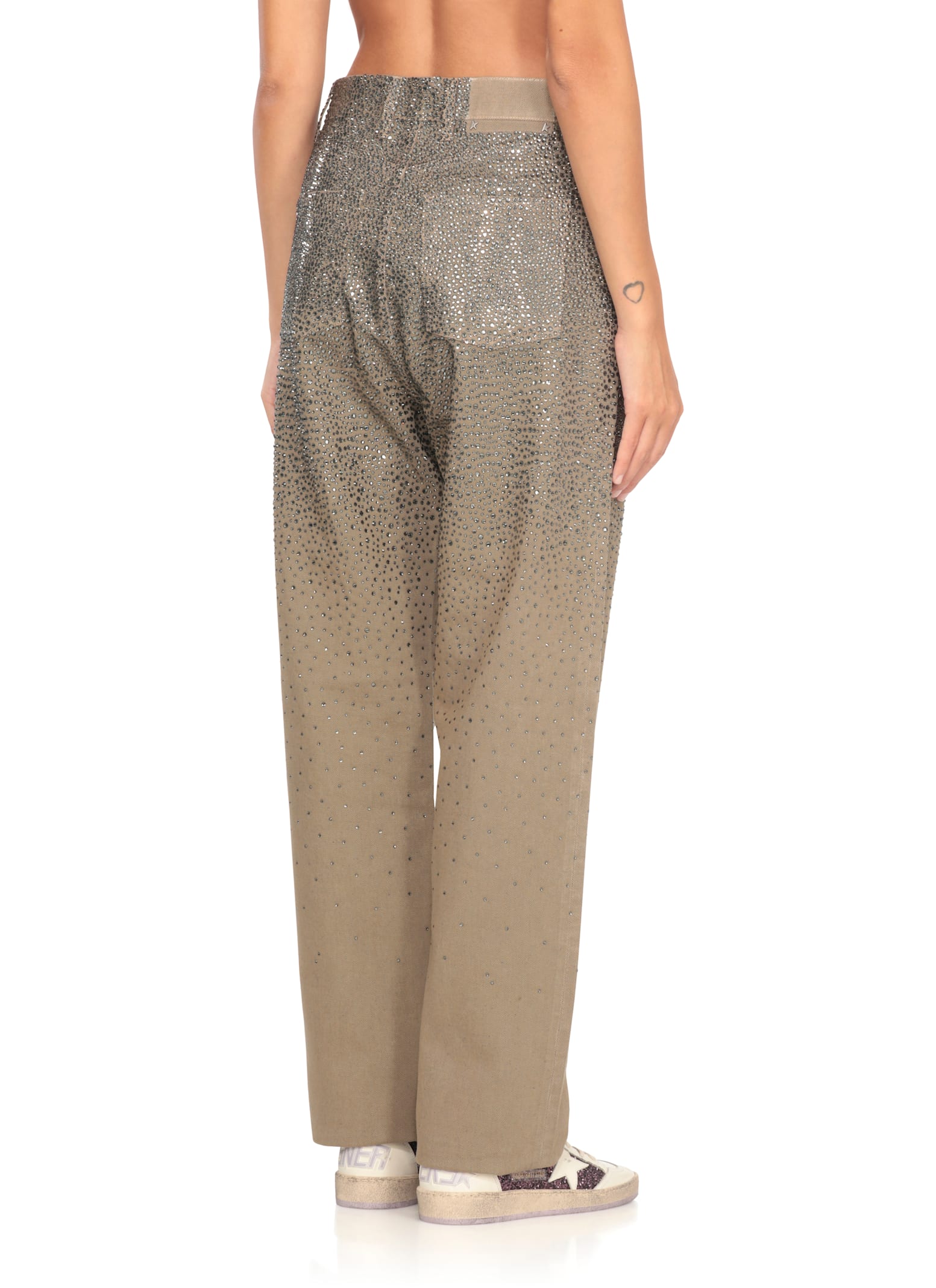 Golden Goose Straight-leg Pants With Gradient Crystal Embellishment In Animal Print