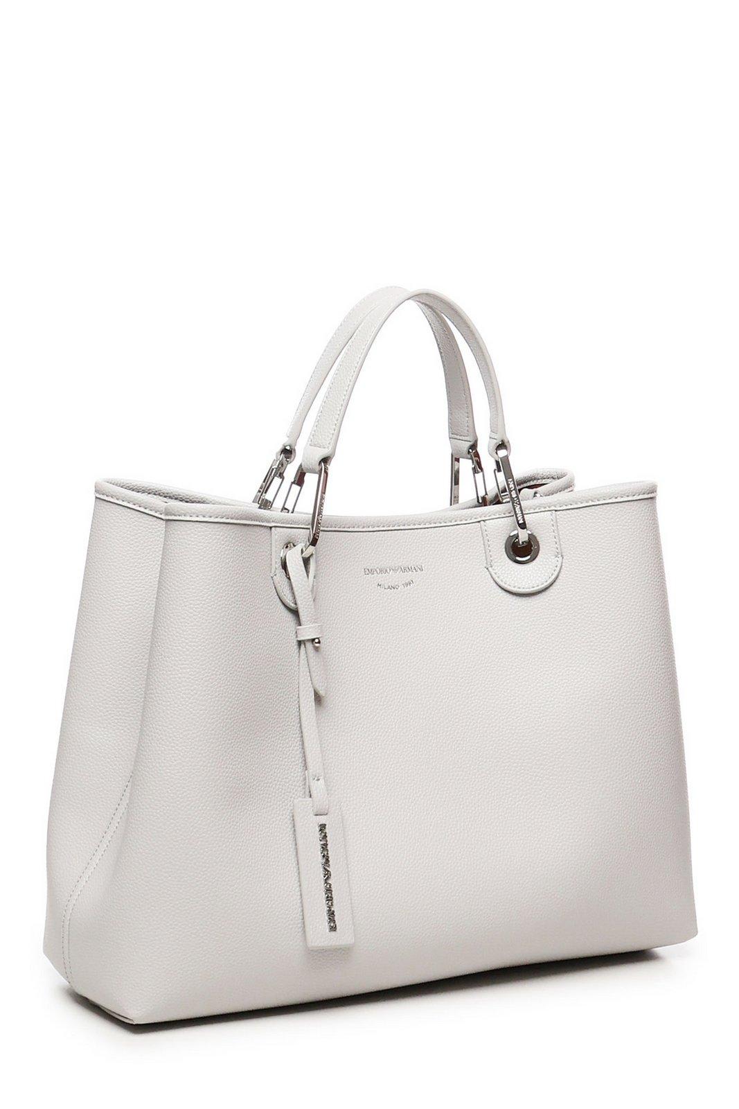 Emporio Armani Logo Tag Top Handle Bag In Grey