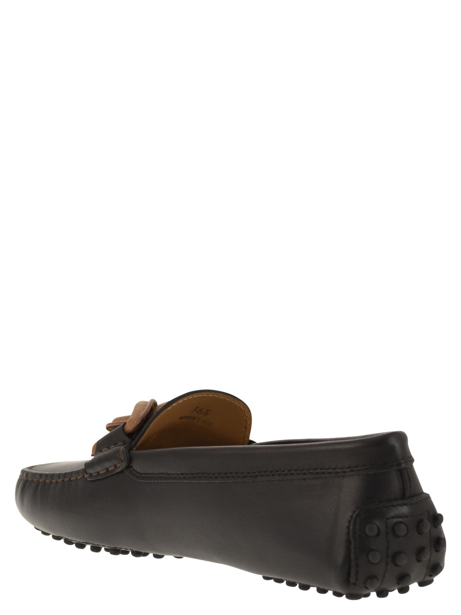 Shop Tod's Moccasin With Leather Chain In Black