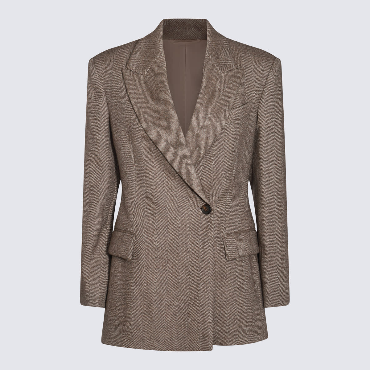 Shop Brunello Cucinelli Brown Wool Blazer