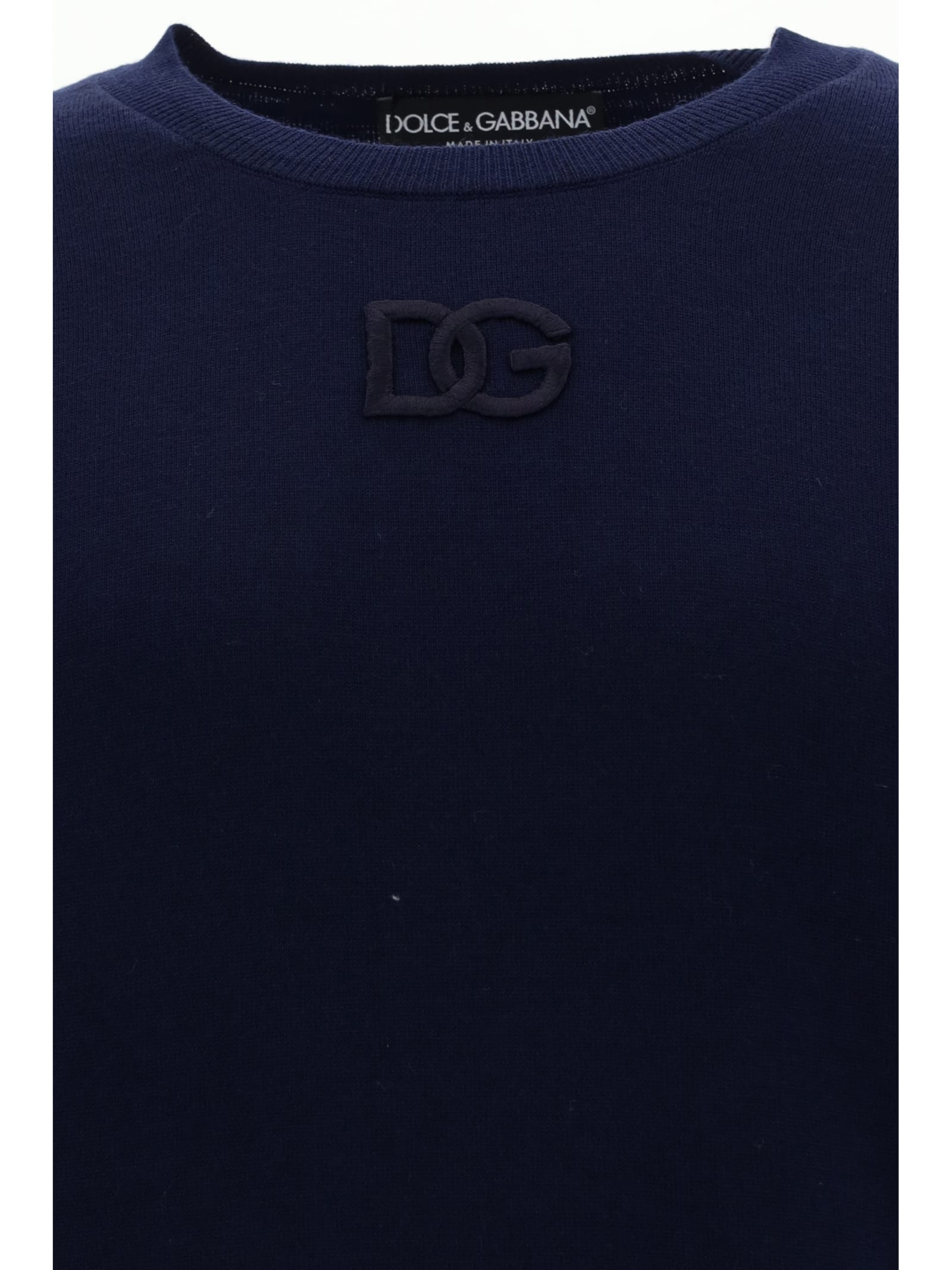 Shop Dolce & Gabbana Cneck Sweater In Blu Scuro