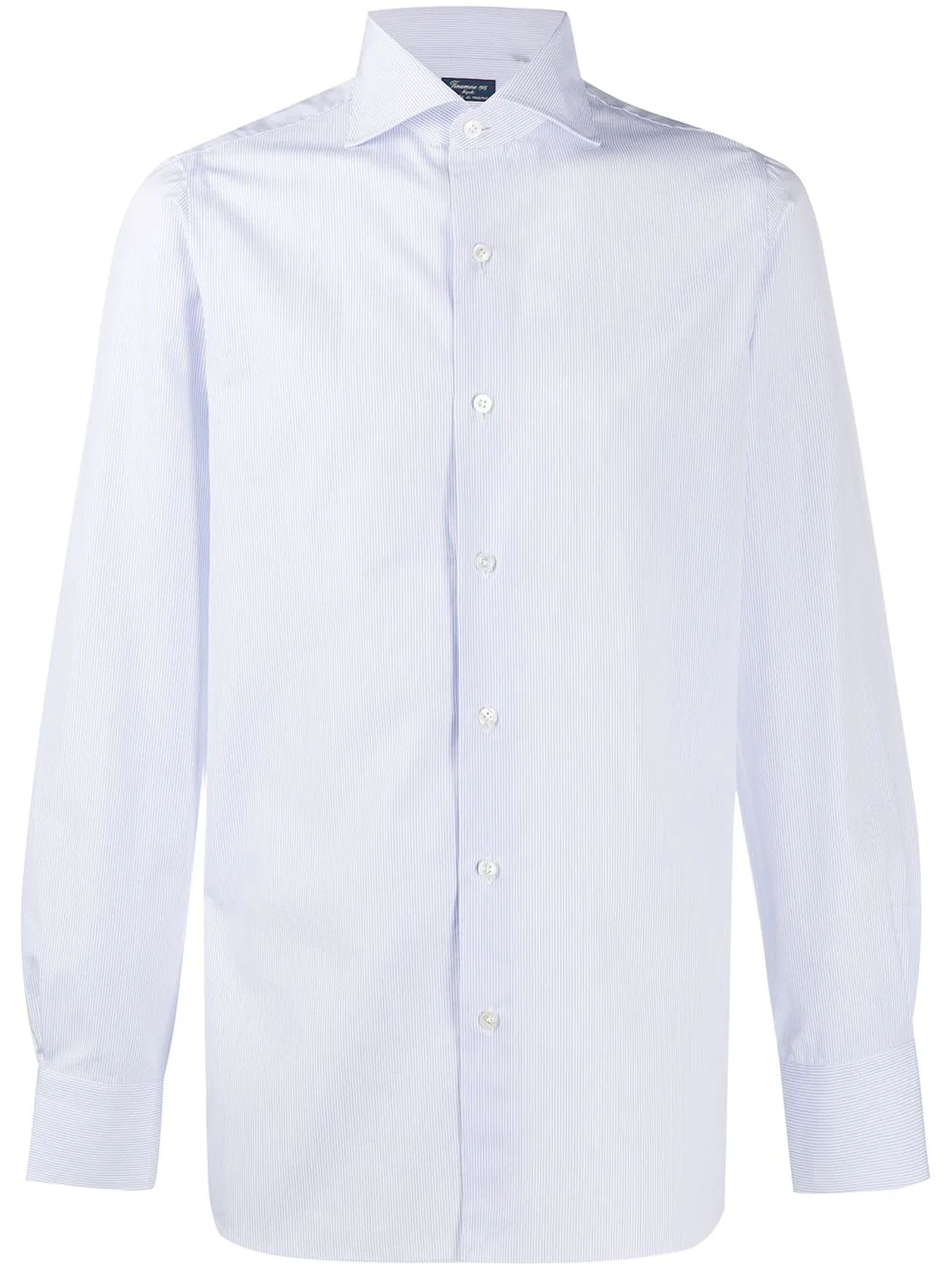 Finamore Light Blue And White Cotton Shirt