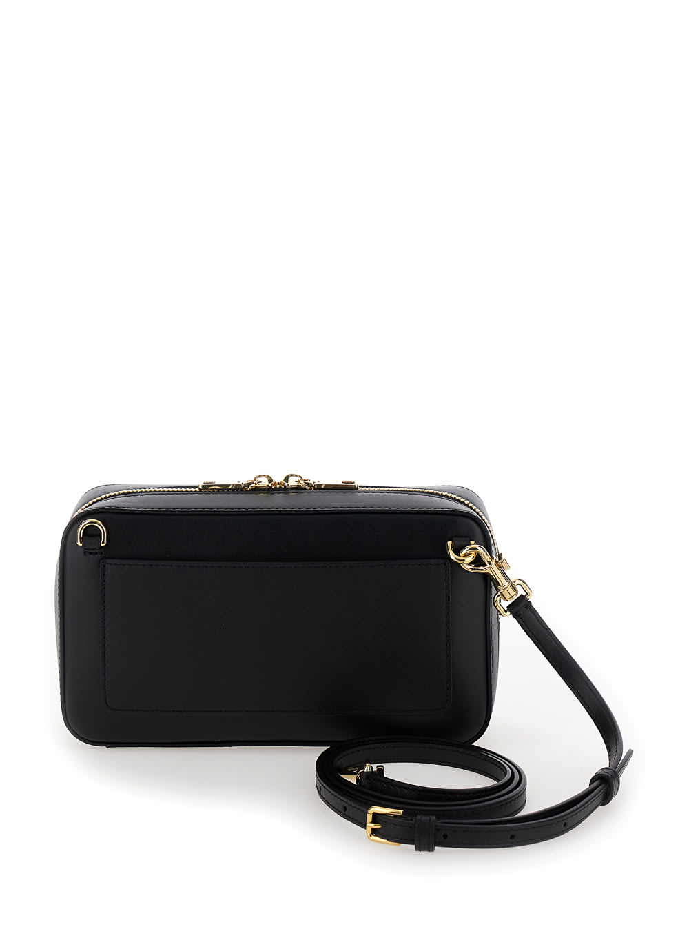 Shop Dolce & Gabbana Black Crossbody Bag With Quilted Logo In Leather Woman