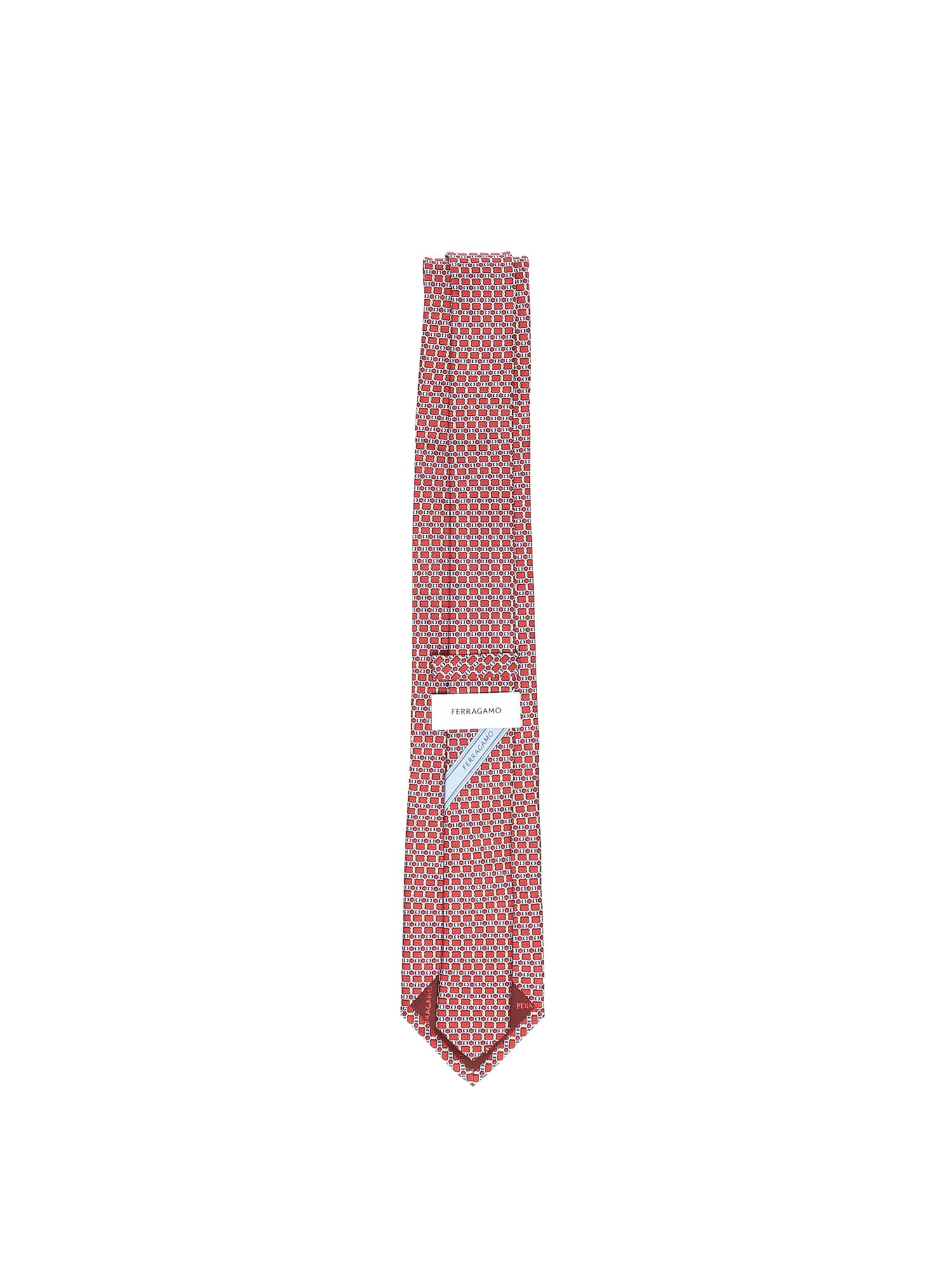 Ferragamo Vara Print Silk Tie In Red