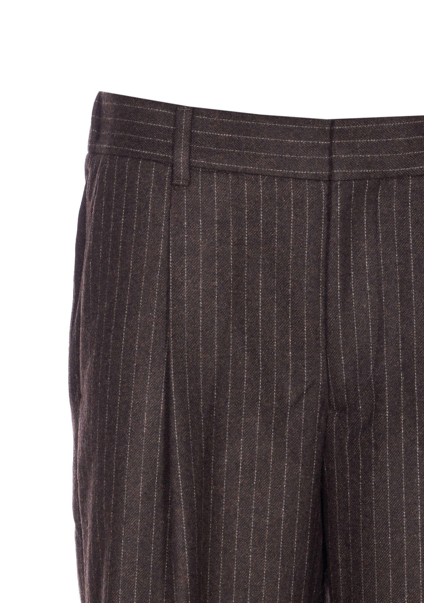 Nn07 Kay 1630 Straight-leg Pleated Striped Recycled Wool-blend Felt Trousers In Brown