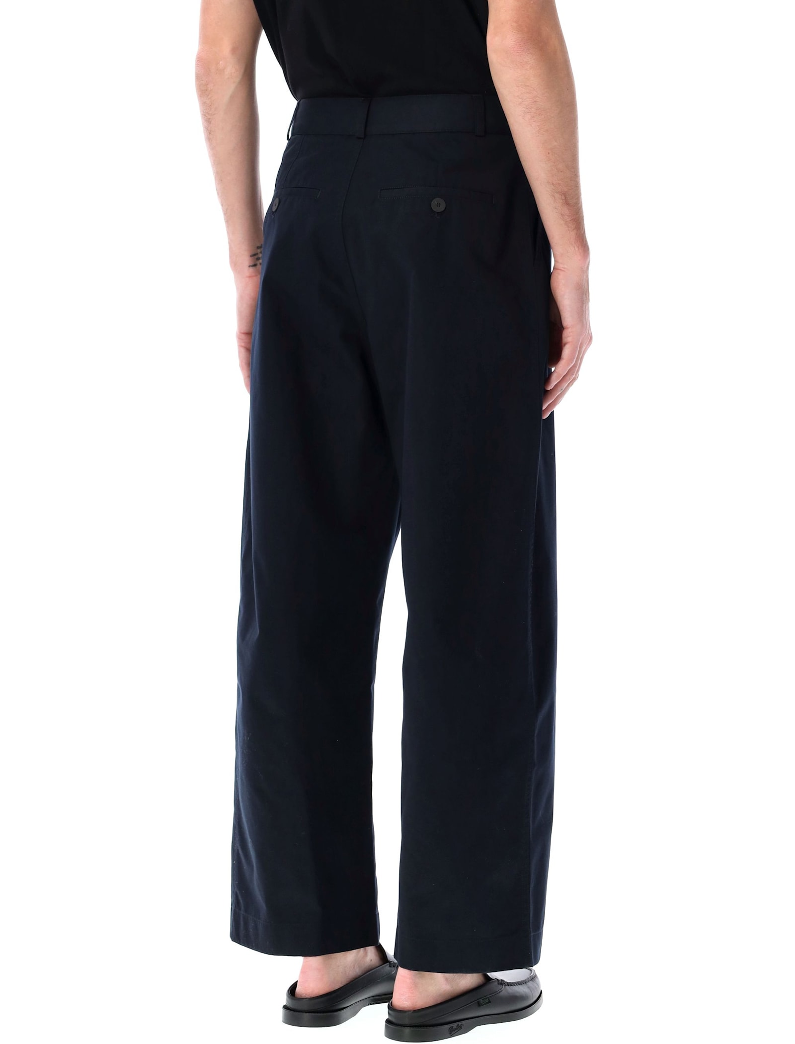 Studio Nicholson Trousers Back Pockets Belt Loops Side Pockets In Darkest Navy