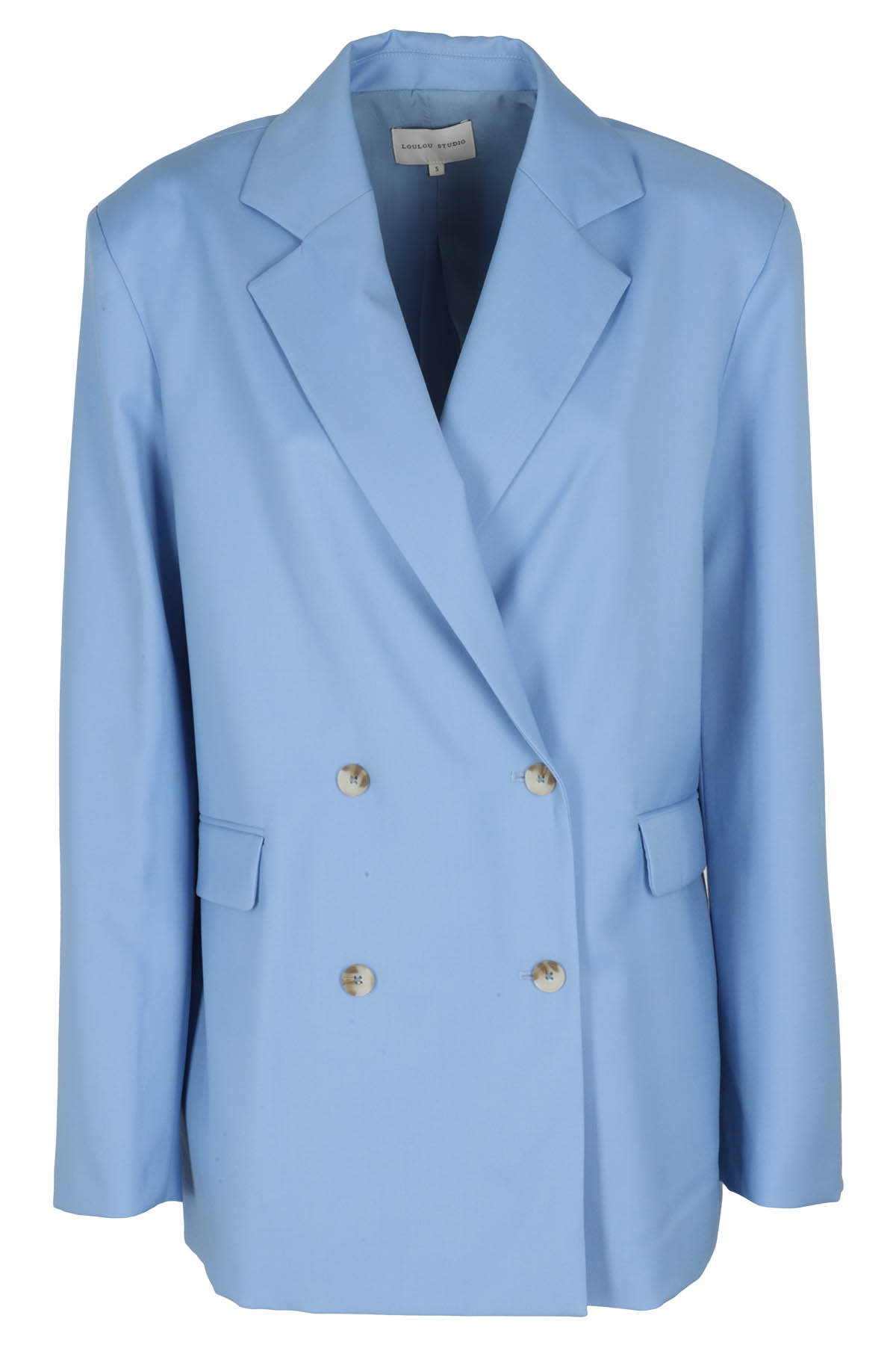Loulou Studio Donau Double Breast Wool Blazer In Blue