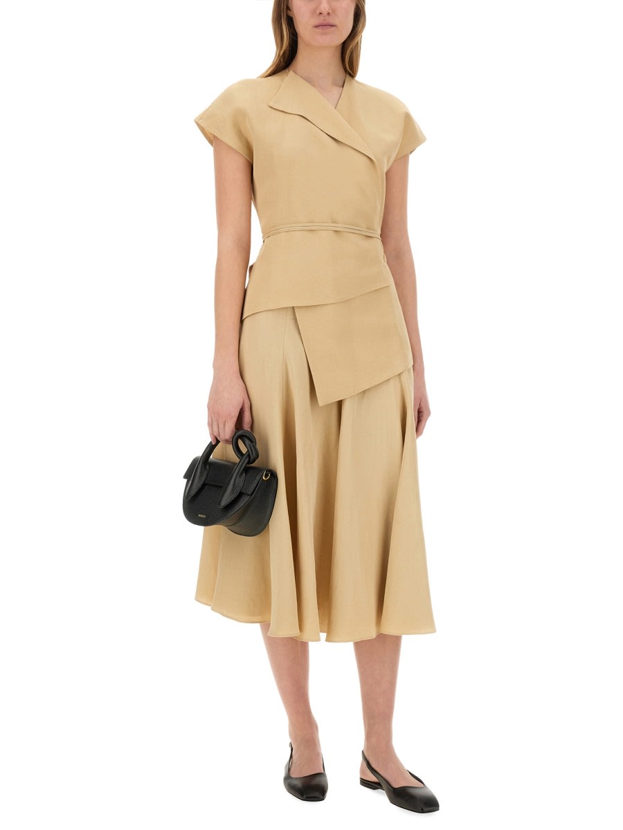 Shop Fabiana Filippi Linen And Viscose Skirt In Beige