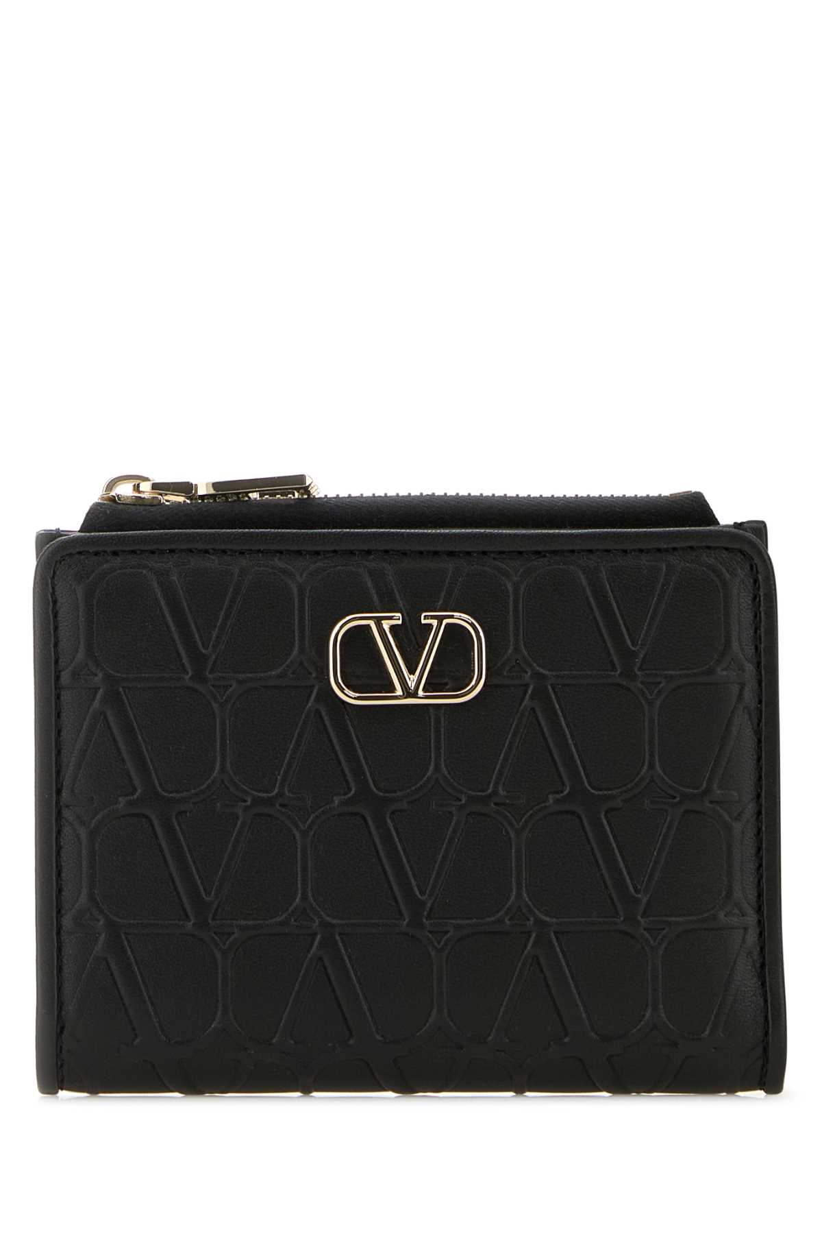 Shop Valentino Black Leather Wallet In Nero