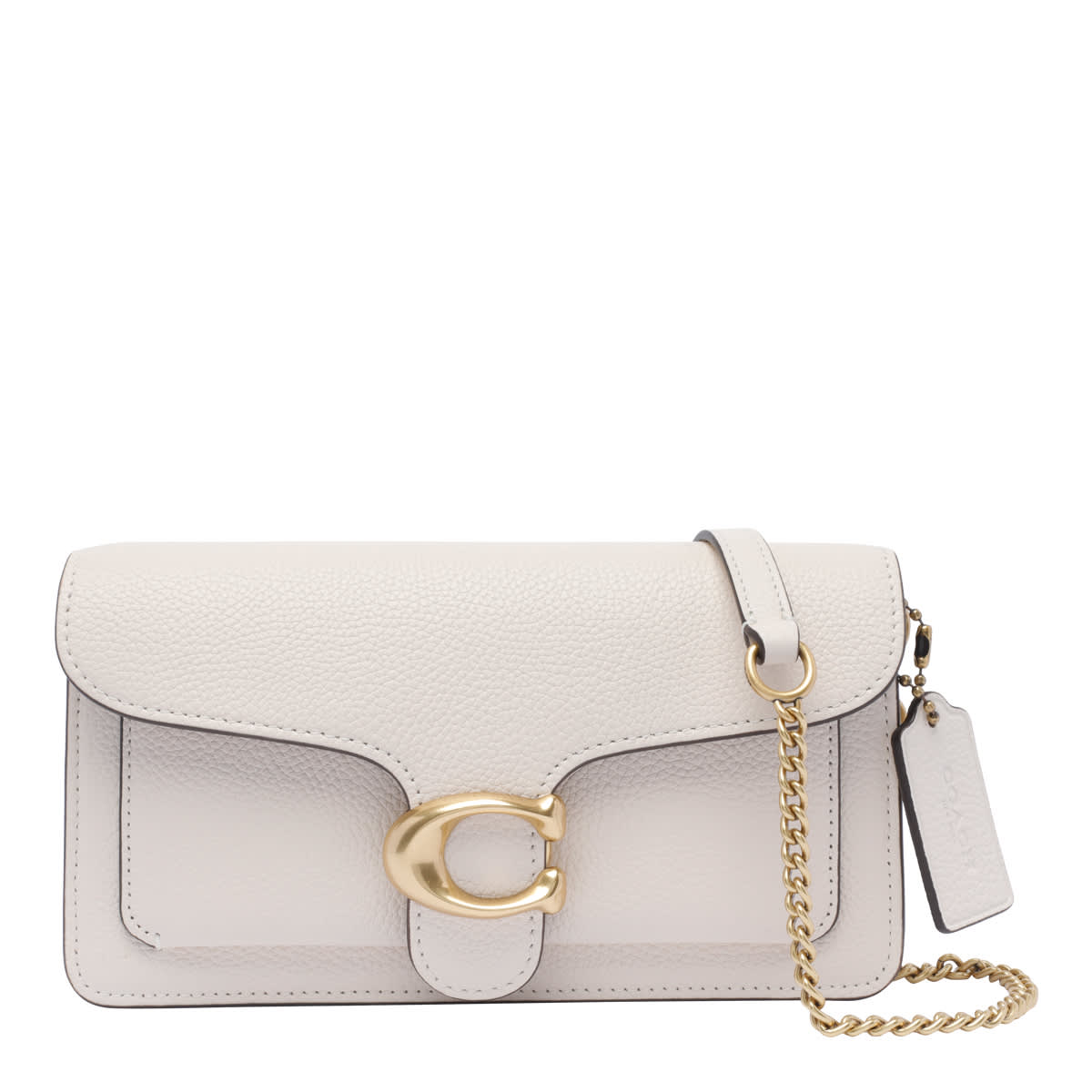 Coach Chain Leather Clutch With Adjustable Strap In White