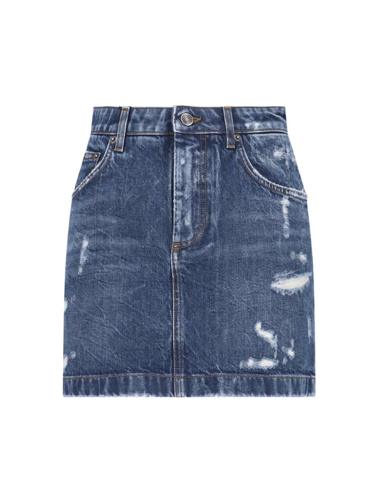 Shop Dolce & Gabbana Denim Mini Skirt In Blue