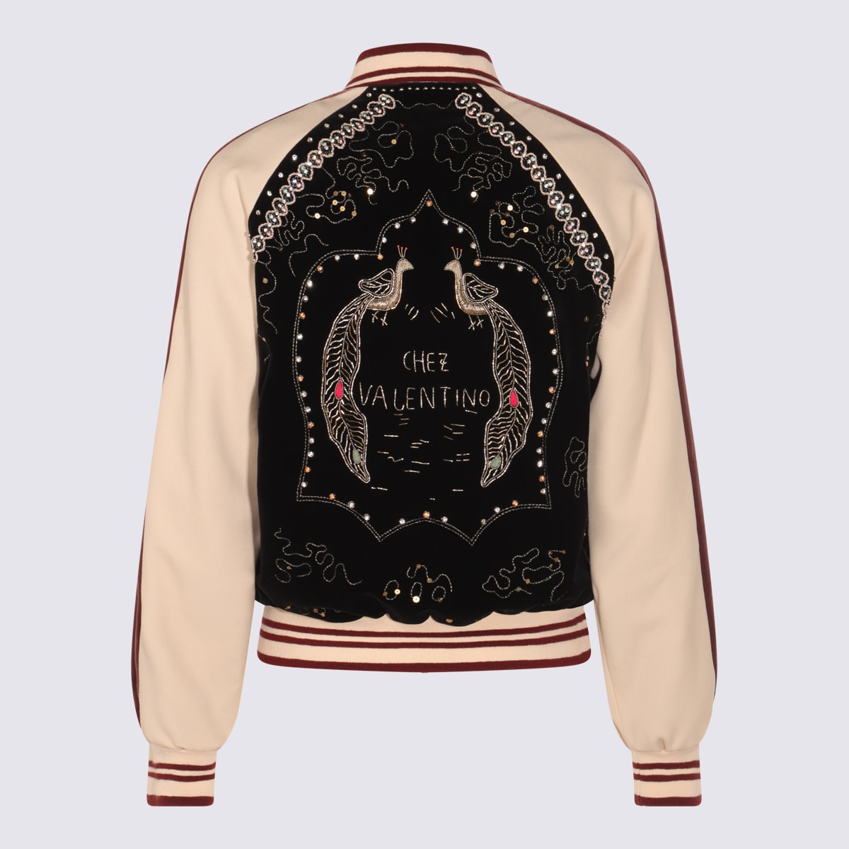 Valentino Sequin And Bead-embellished Velvet Bomber Jacket In Multi