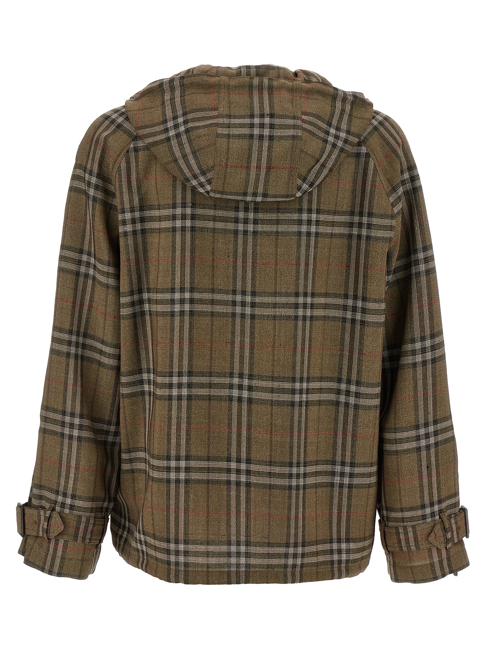 Burberry Half-zip Jacket With Check Pattern In Silk Blend Men