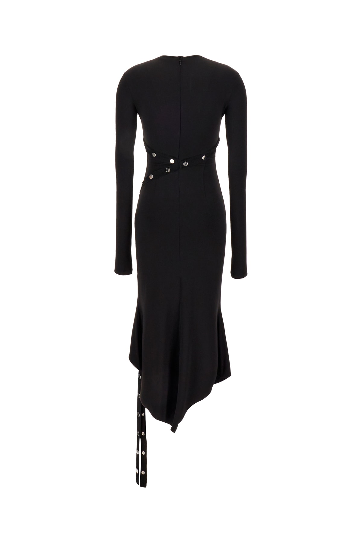 Attico Asymmetric Dress With Snap Buttons In 100