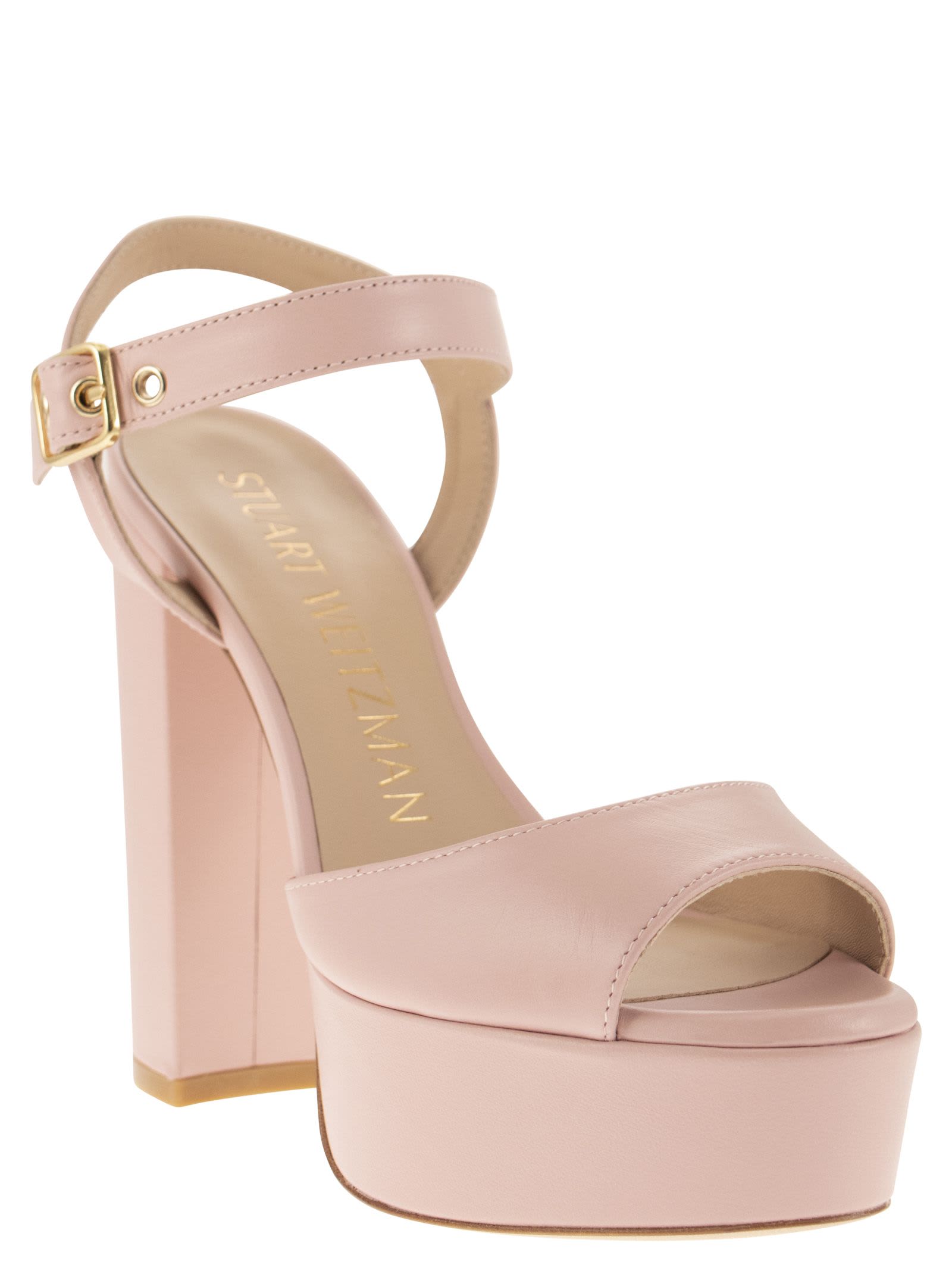 Shop Stuart Weitzman Ryder - Leather Platform Sandals In Light Pink
