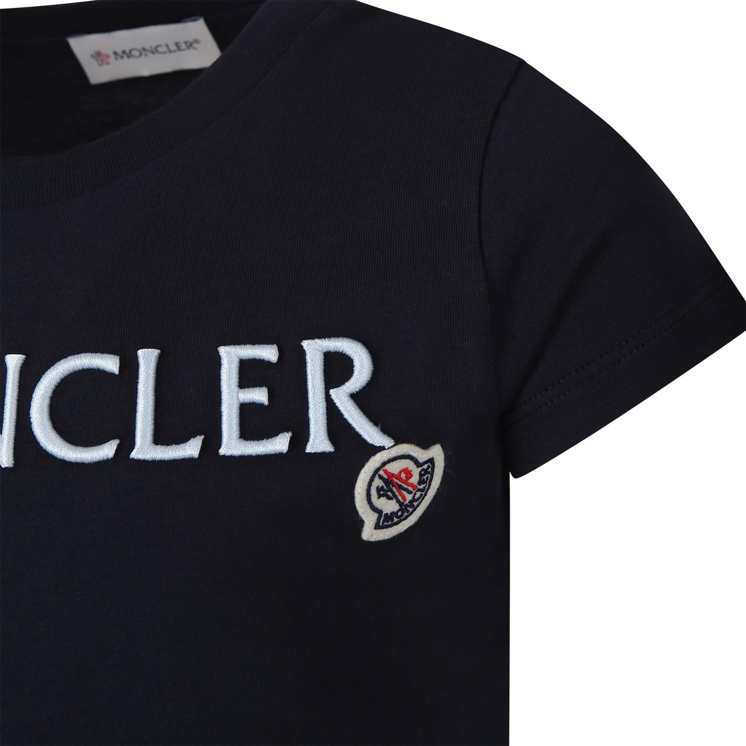 Shop Moncler Blue T-shirt For Girl With Logo