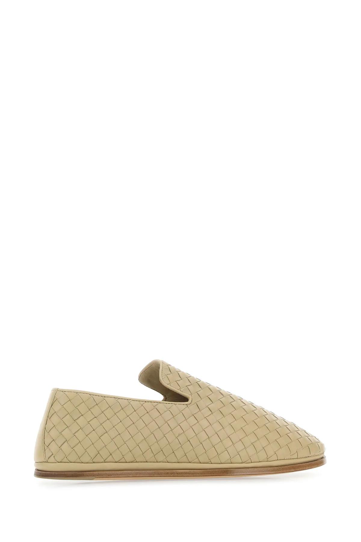 Shop Bottega Veneta Beige Nappa Leather Slip Ons