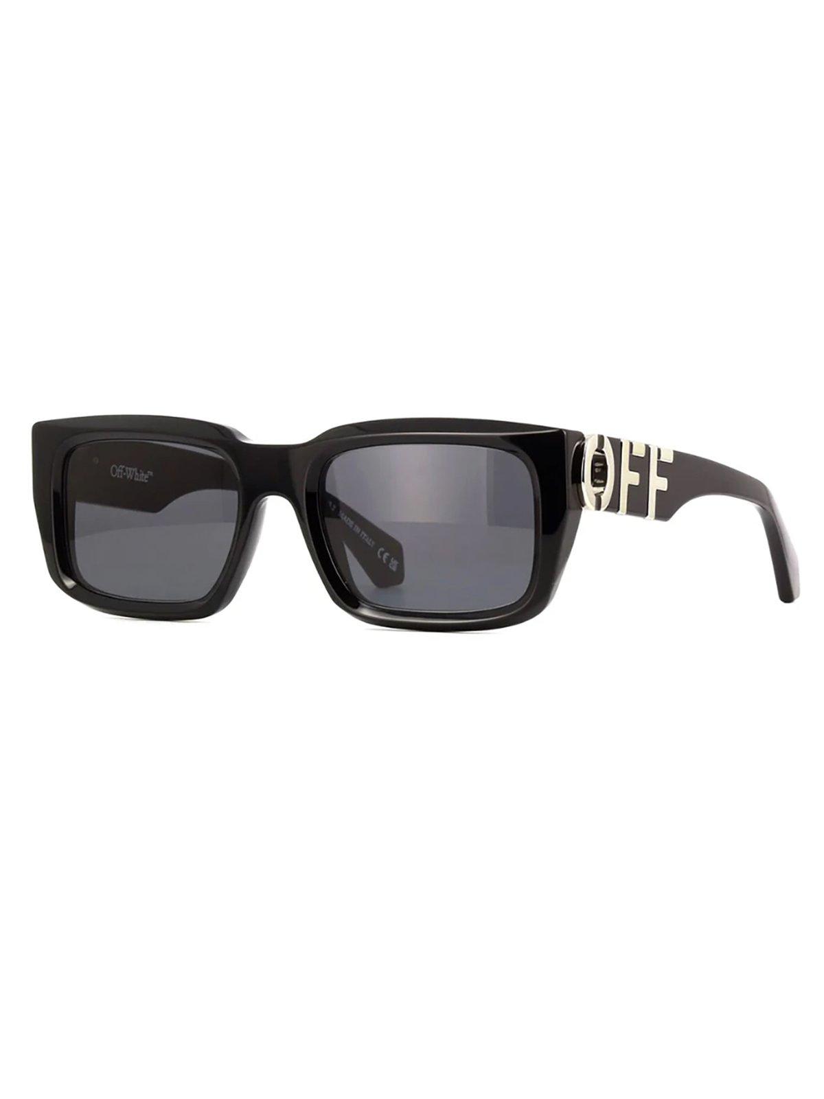 Shop Off-white Rectangular Frame Sunglasses In 1007 Black Dark Grey