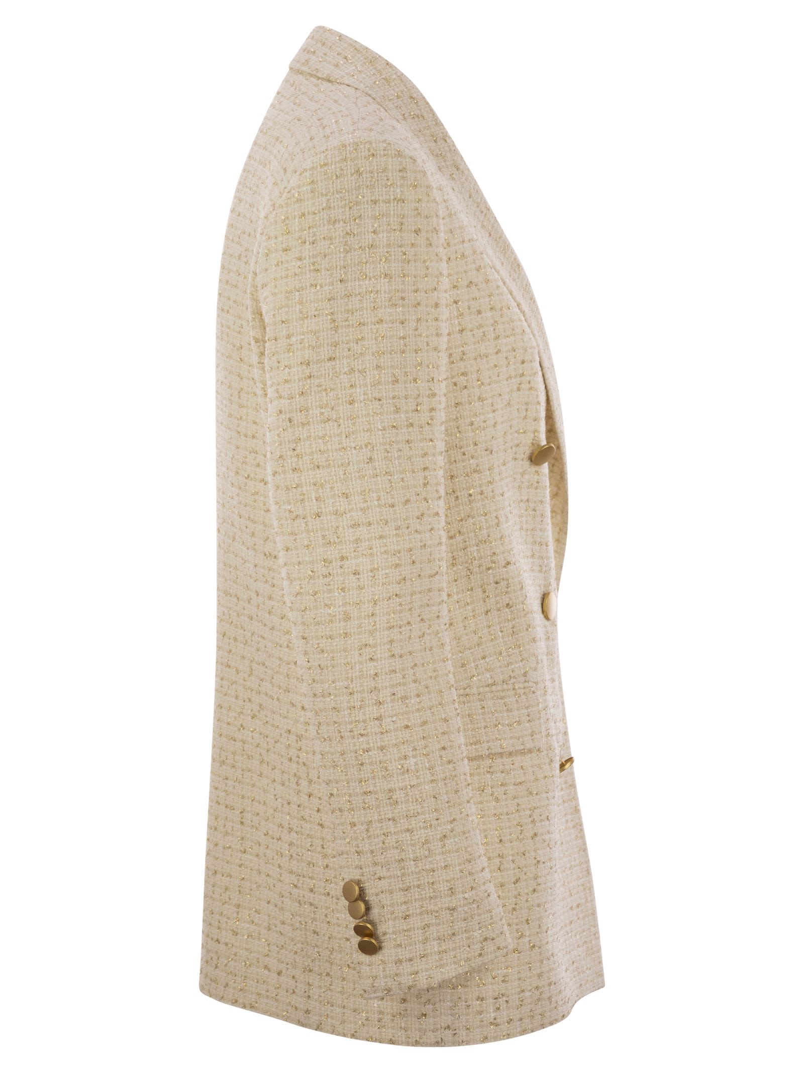 Tagliatore Women's Double-breasted Cotton-blend Blazer In White/gold