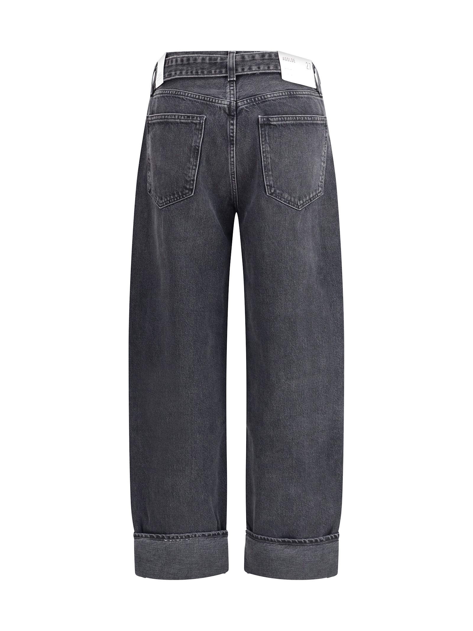 Agolde Cuffed Taper Wide Jeans In Gray