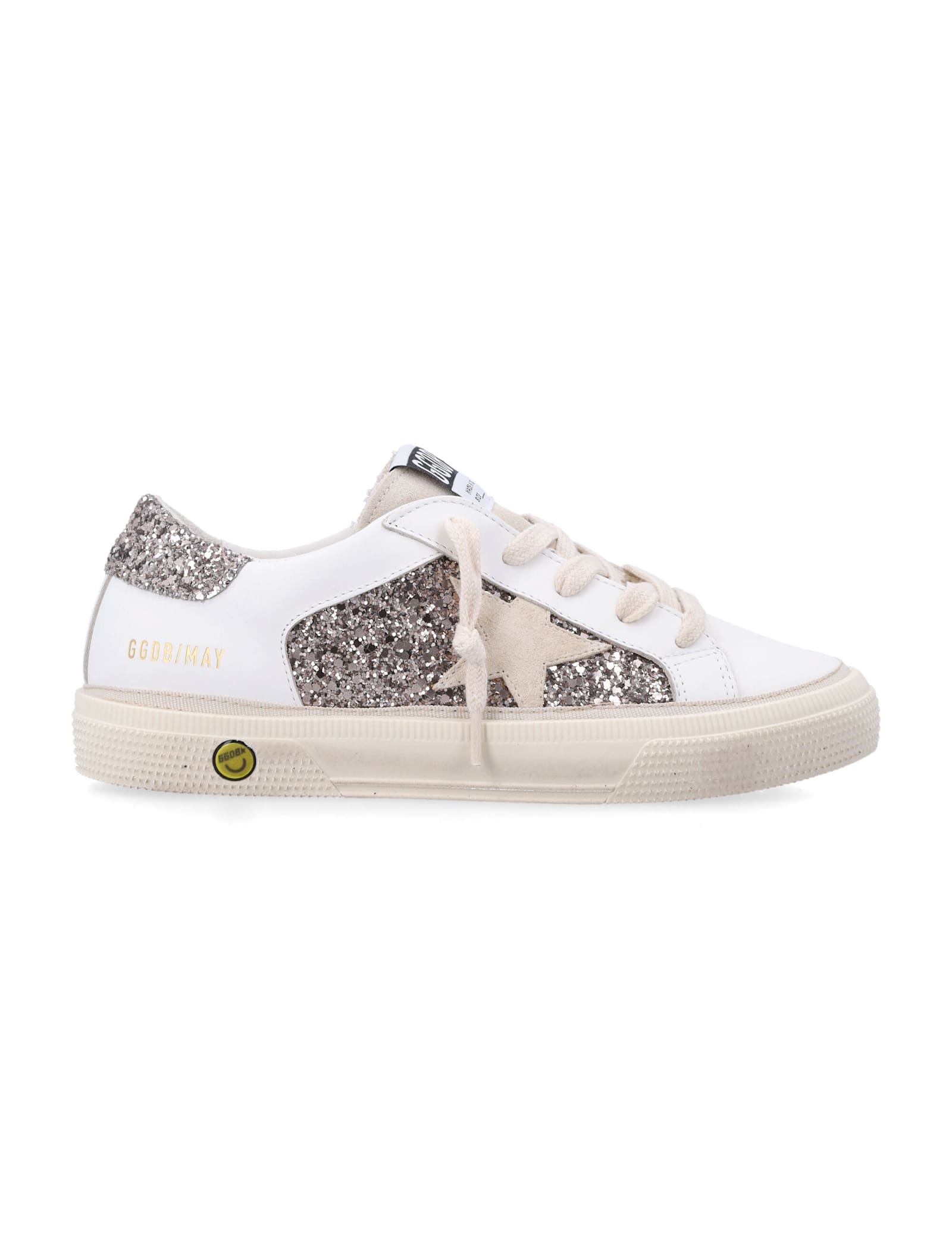 Golden Goose Kids May Leather And Glitter Sneakers In Multi
