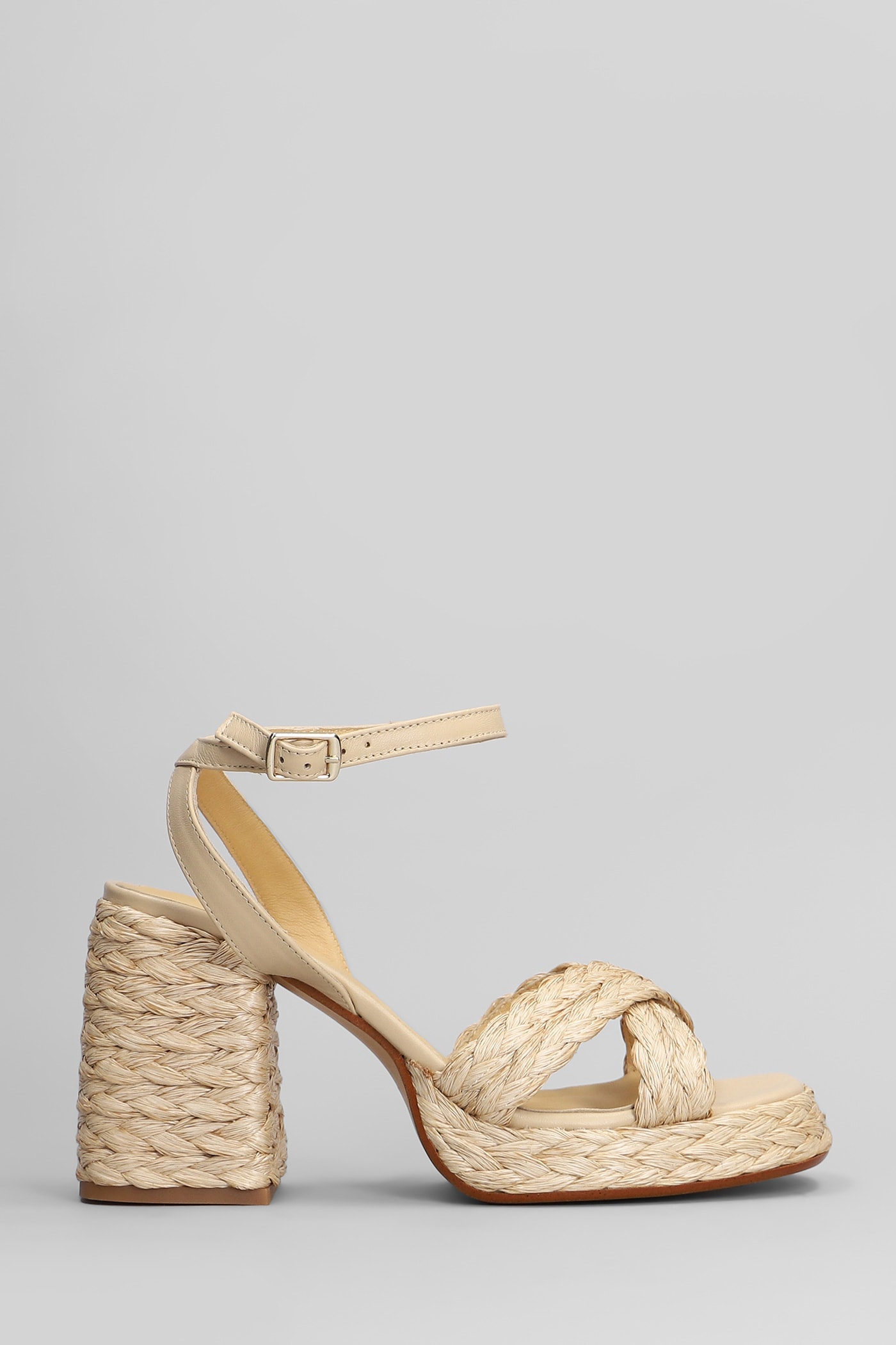 Castañer Valeriette-258 Sandals In Beige Leather And Fabric