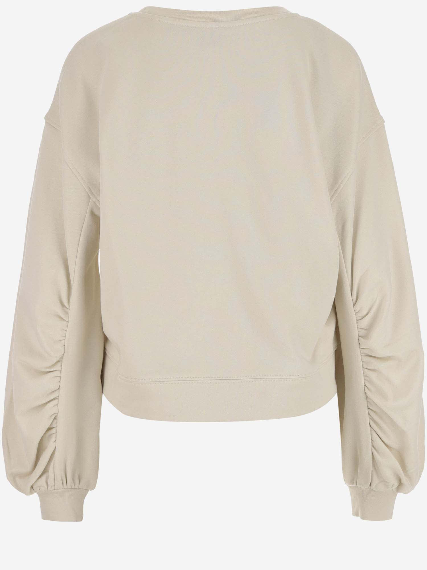 Shop Pinko Cotton Sweatshirt With Logo In Beige