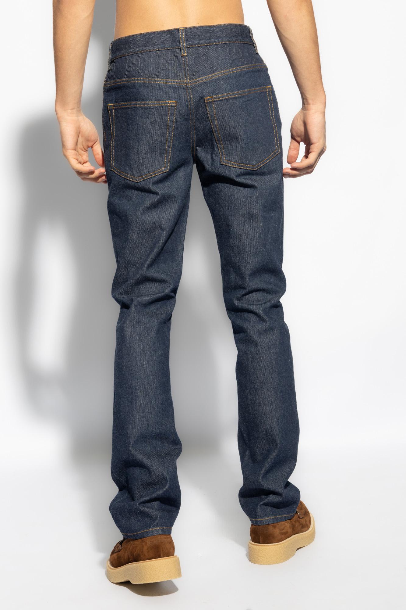 Shop Gucci Jeans With Straight Legs In Darkblue