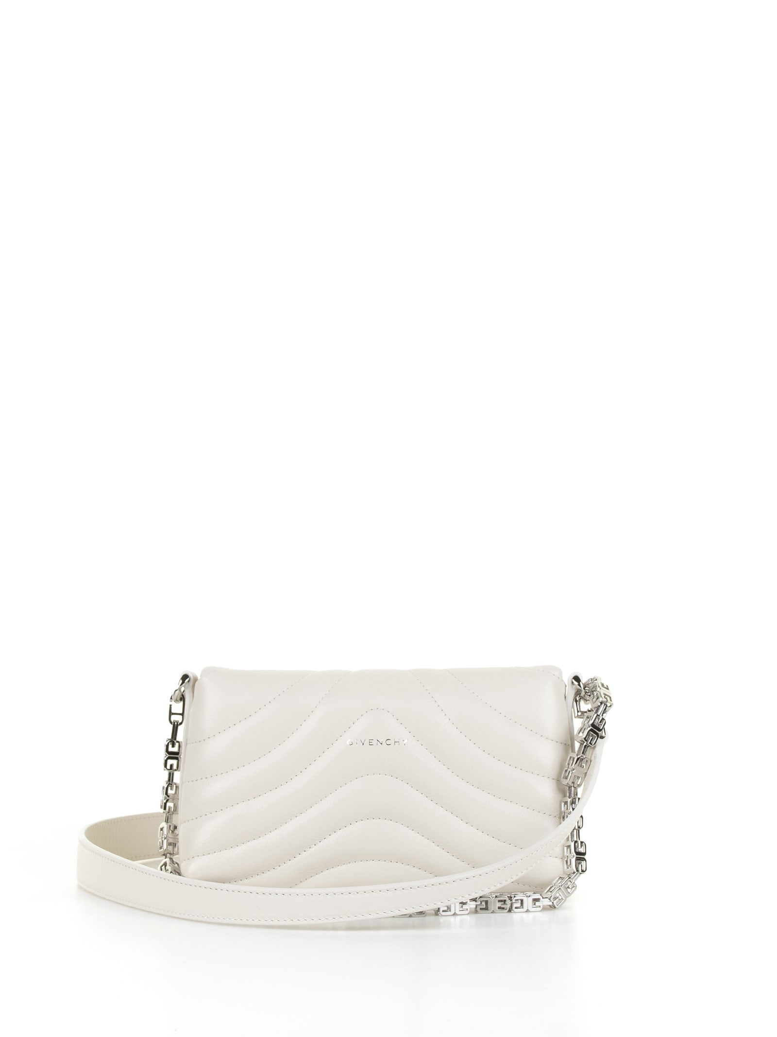 Shop Givenchy Soft Micro Clutch Bag In Quilted Leather In Ivory