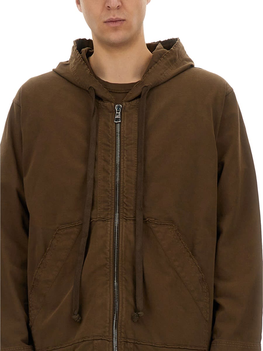 Uma Wang Zipper Hoodie In Brown