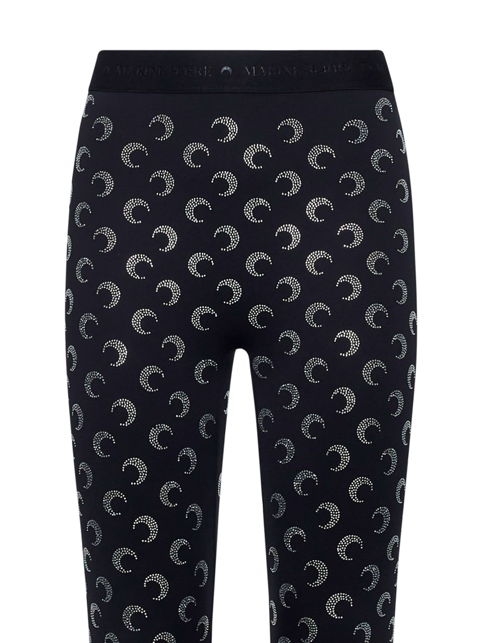 MARINE SERRE CRESCENT MOON-EMBELLISHED LEGGINGS 