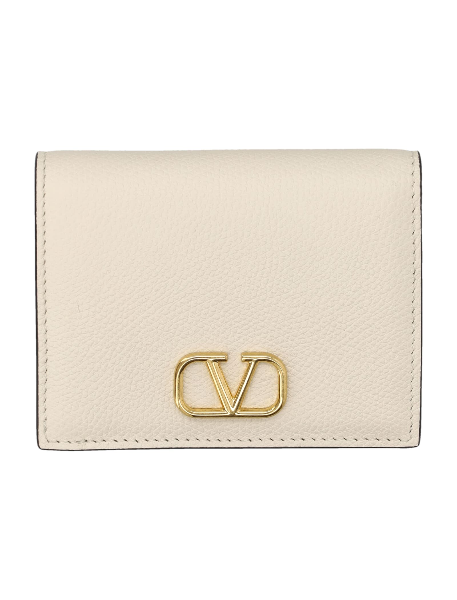 Valentino Garavani Flap French Wallet Vlogo Signature V In Light Ivory