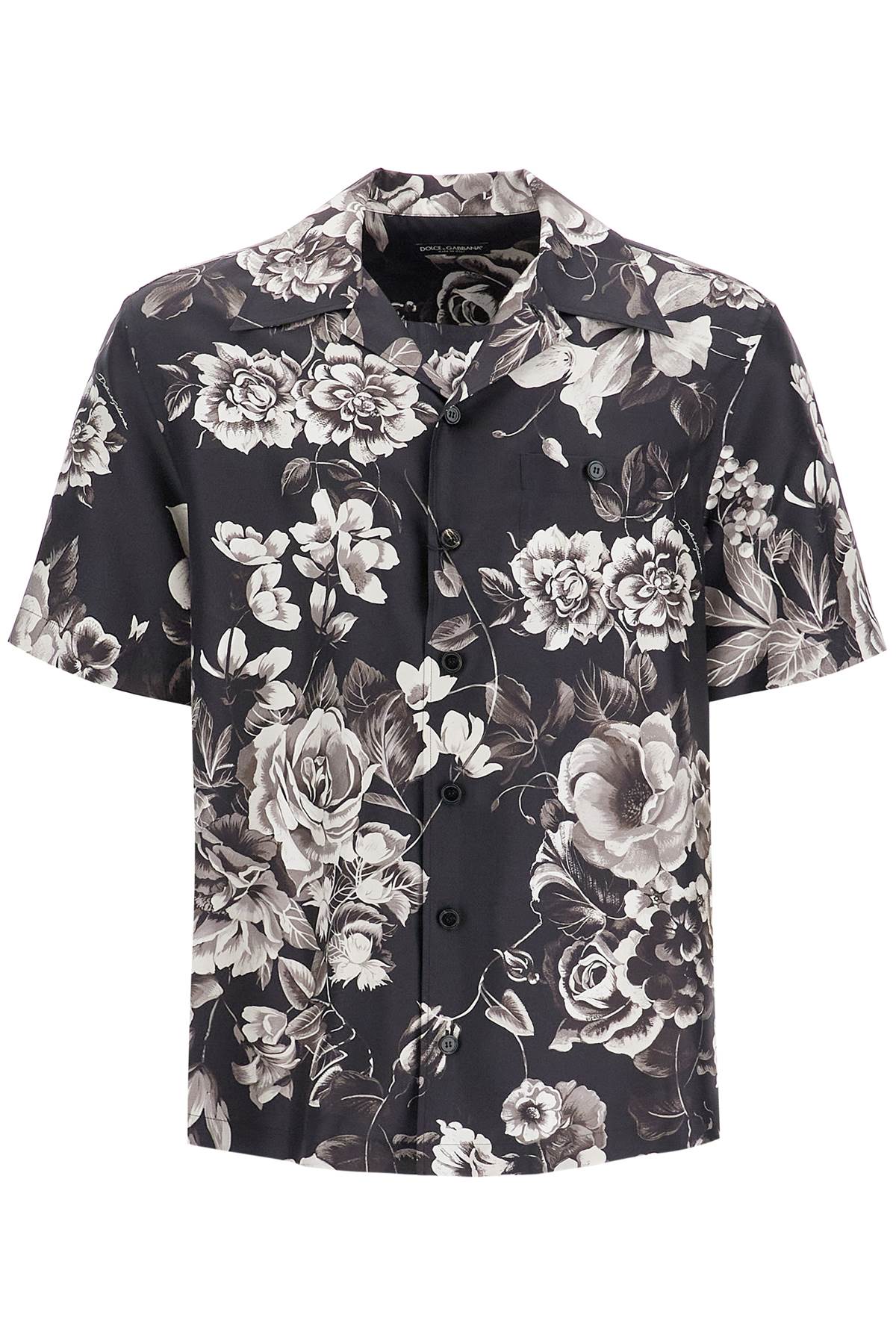 Shop Dolce & Gabbana Hawaii Silk Shirt With Floral Print Set In Grey