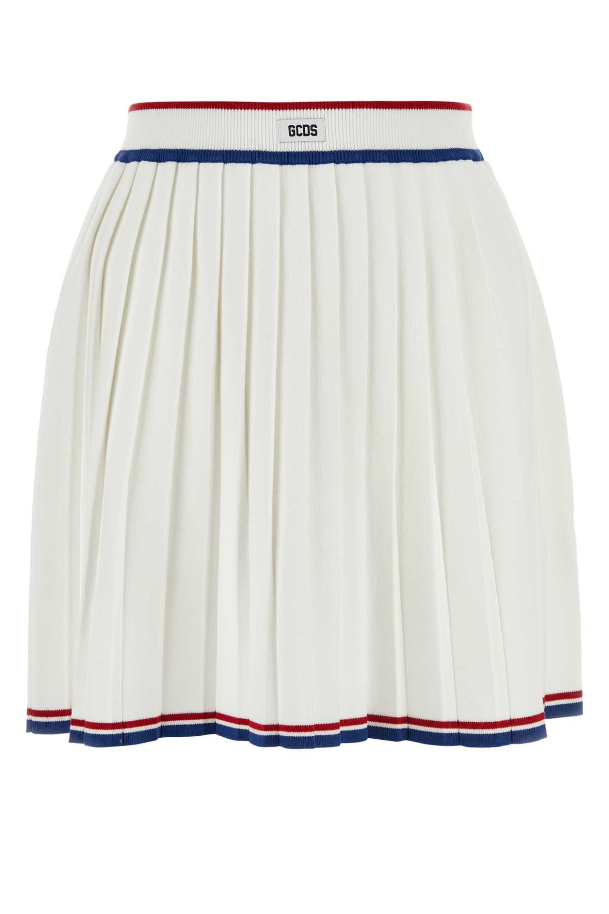 White Viscose Blend Mini Skirt
