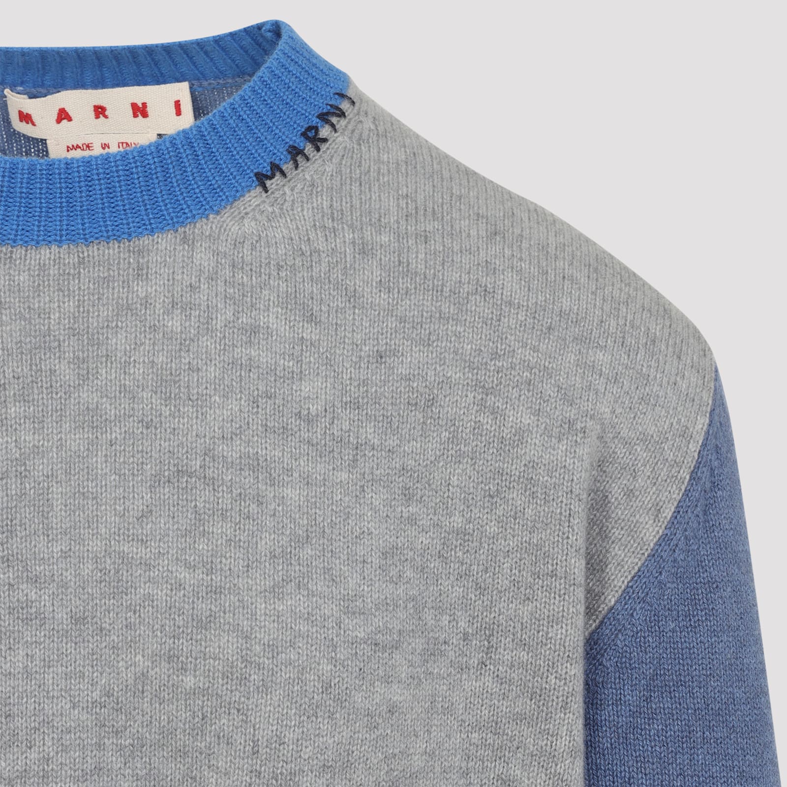 Marni Color-block Metallic Cashmere Sweater In Gray